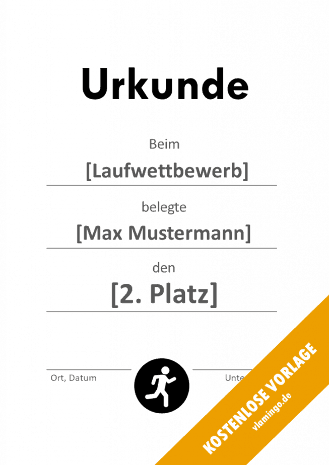 Laufwettbewerb Urkunden Vorlage einfach Ausdauerlauf - Urkunde - Vorlage