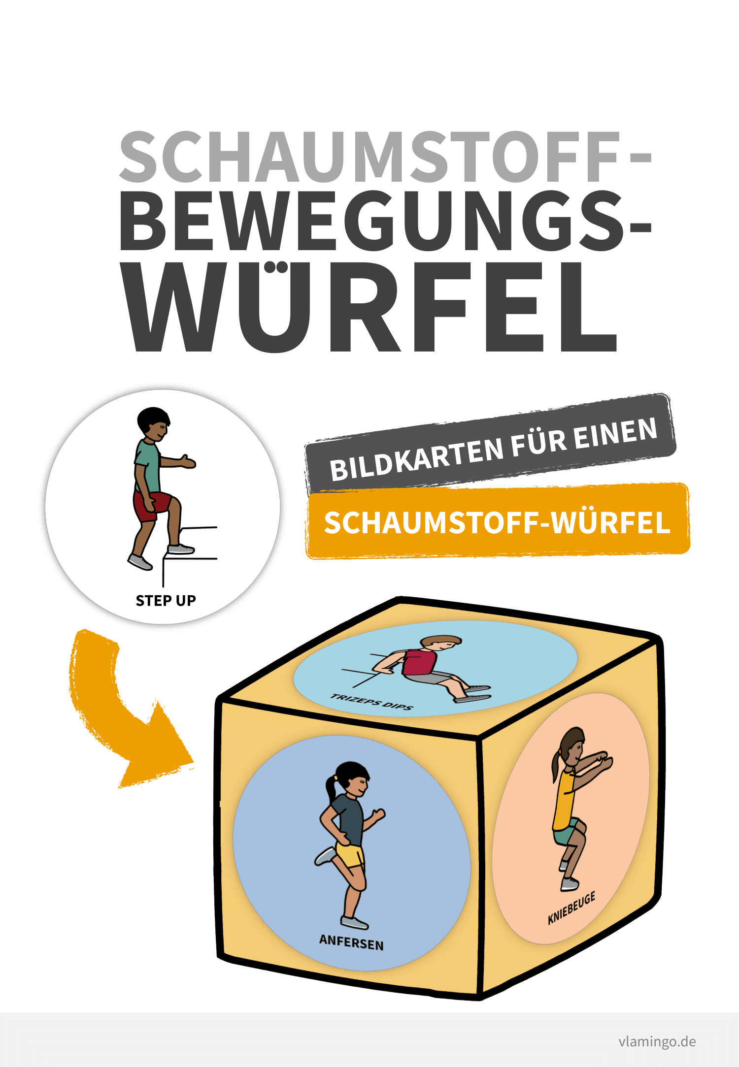 Schaumstoff-Bewegungswürfel für den Unterricht - vlamingo Schaumstoff-Bewegungswürfel für den Unterricht