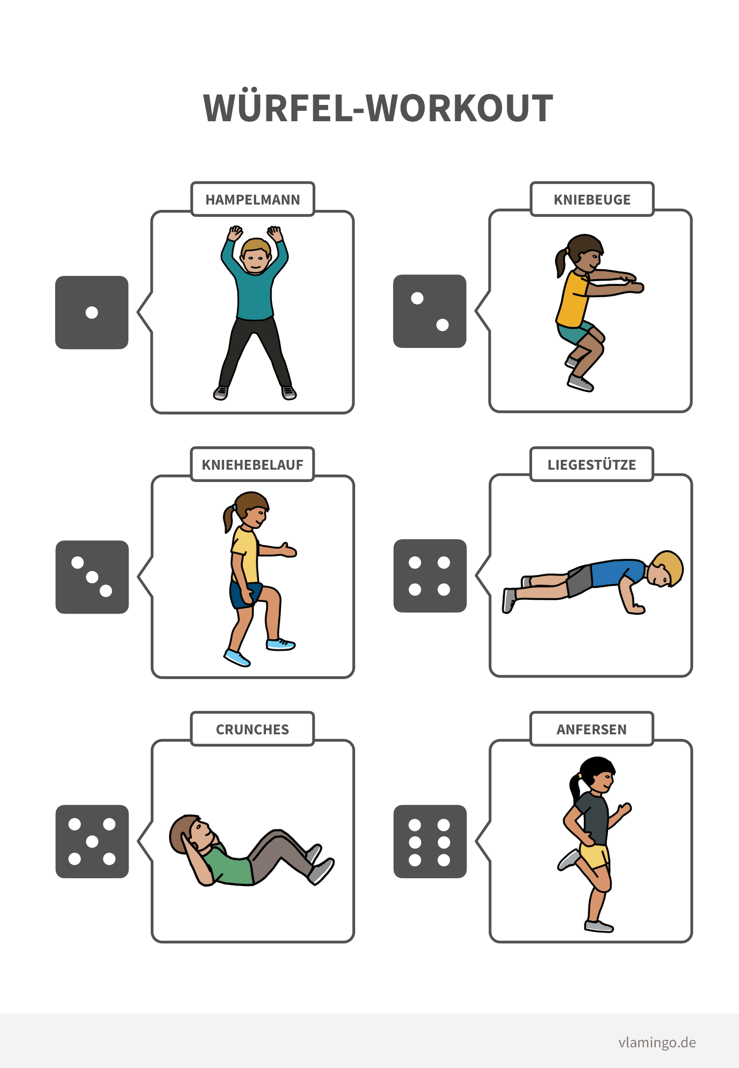 Würfel-Workout für Zuhause & für den Unterricht - vlamingo