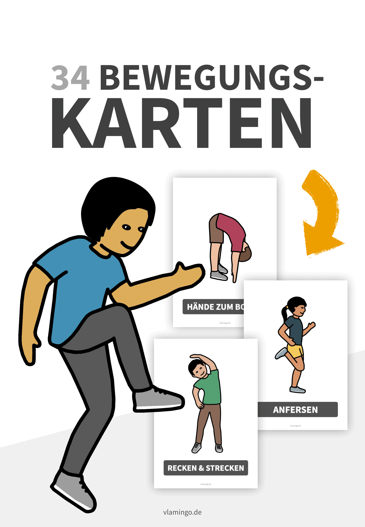 34 Bewegungskarten (Kinder) für Pausen, den Unterricht & Zuhause 34 Bewegungskarten (Kinder) für Pausen, den Unterricht & Zuhause