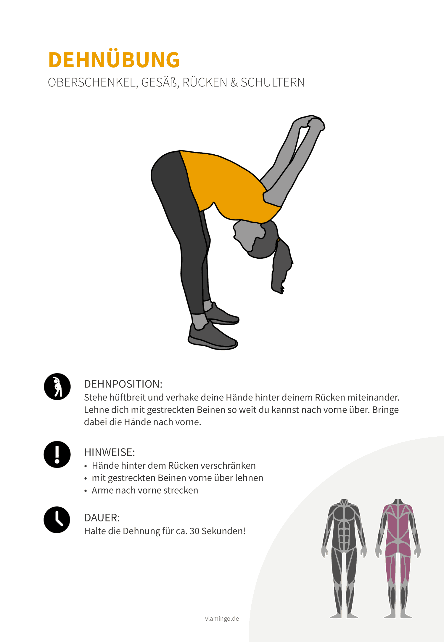Dehnübung 025 - Oberschenkel, Gesäß, Rücken & Schultern