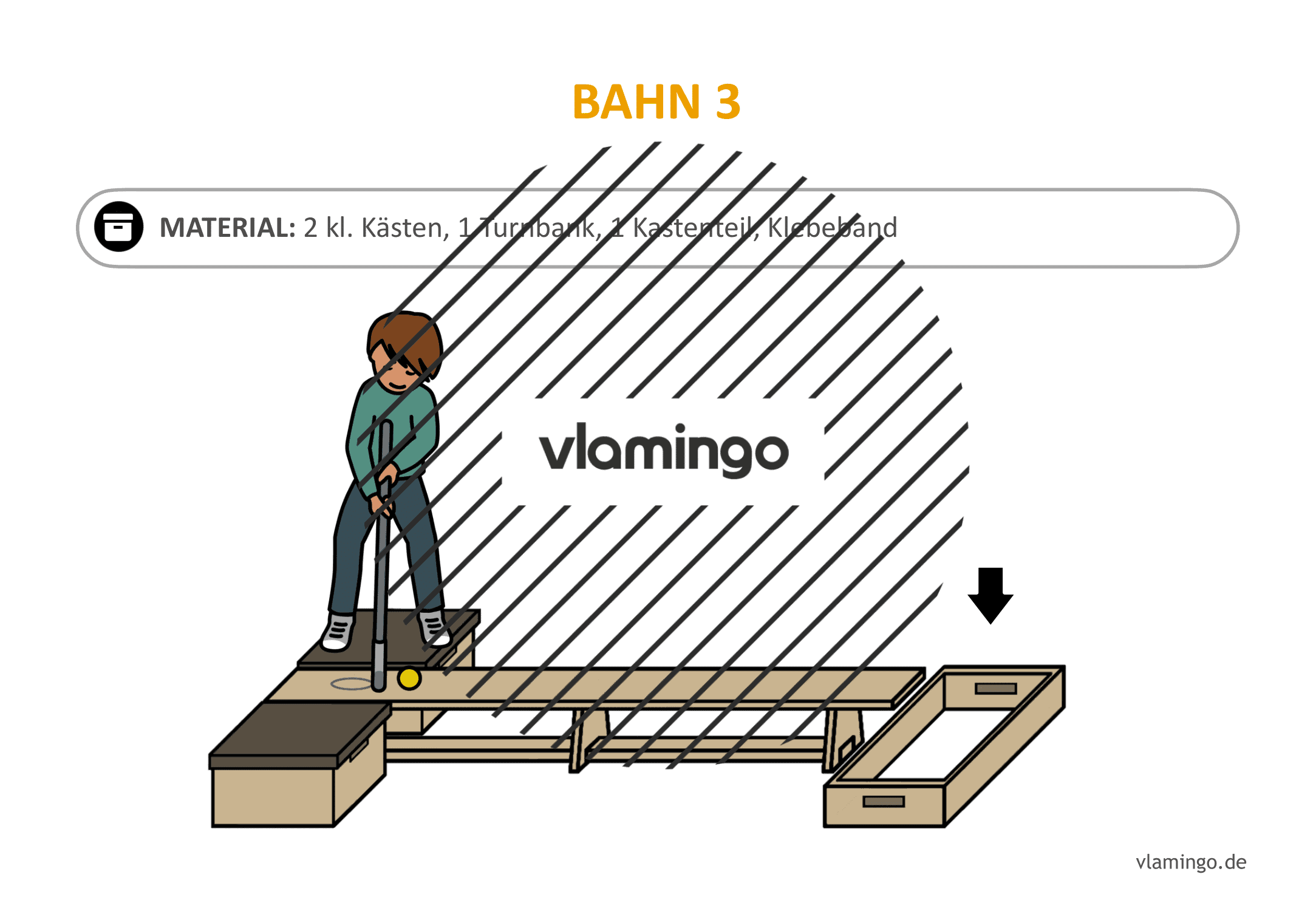 Minigolf-Station 3: Über die Bank