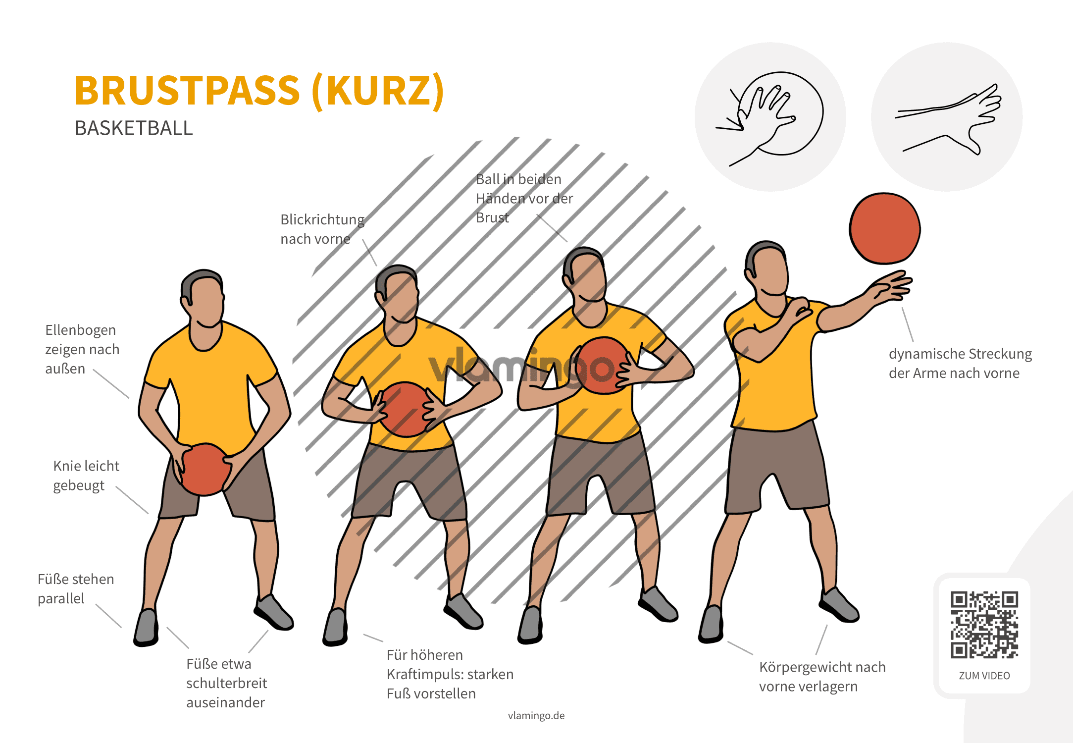 Basketball - Druckpass (von vorne)