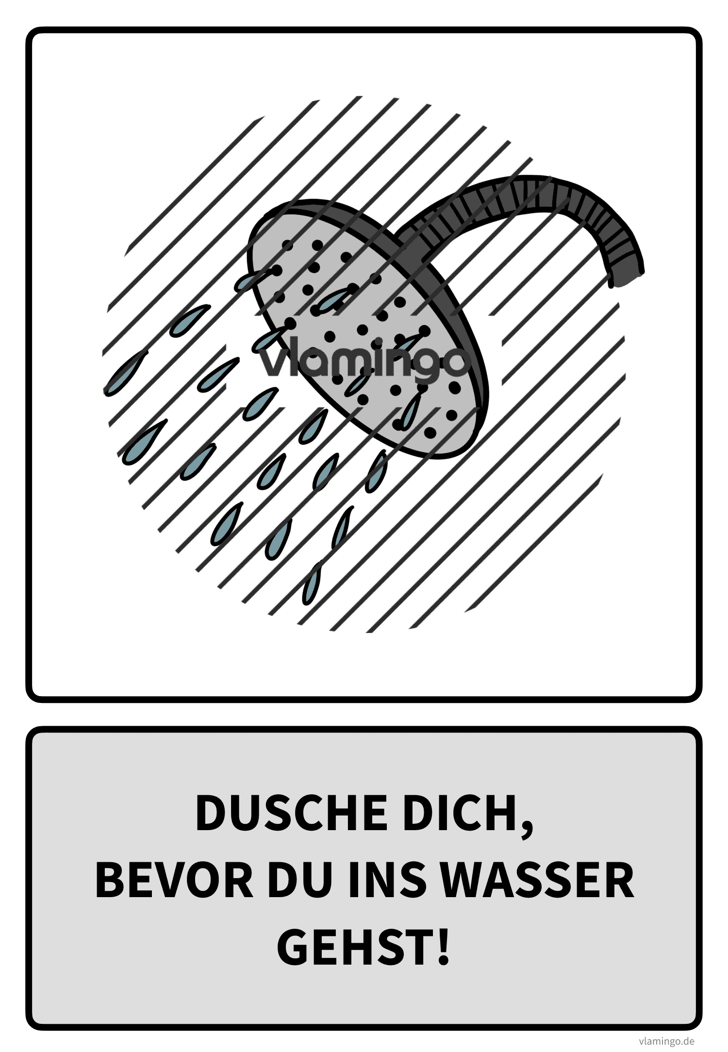 Baderegel - Dusche dich, bevor du ins Wasser gehst Baderegel - Dusche dich, bevor du ins Wasser gehst