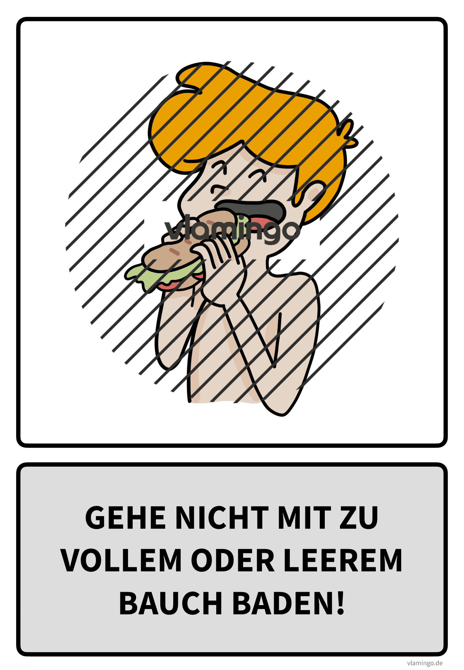 Baderegel - Gehe nicht mit zu vollem oder leerem Bauch baden Baderegel - Gehe nicht mit zu vollem oder leerem Bauch baden