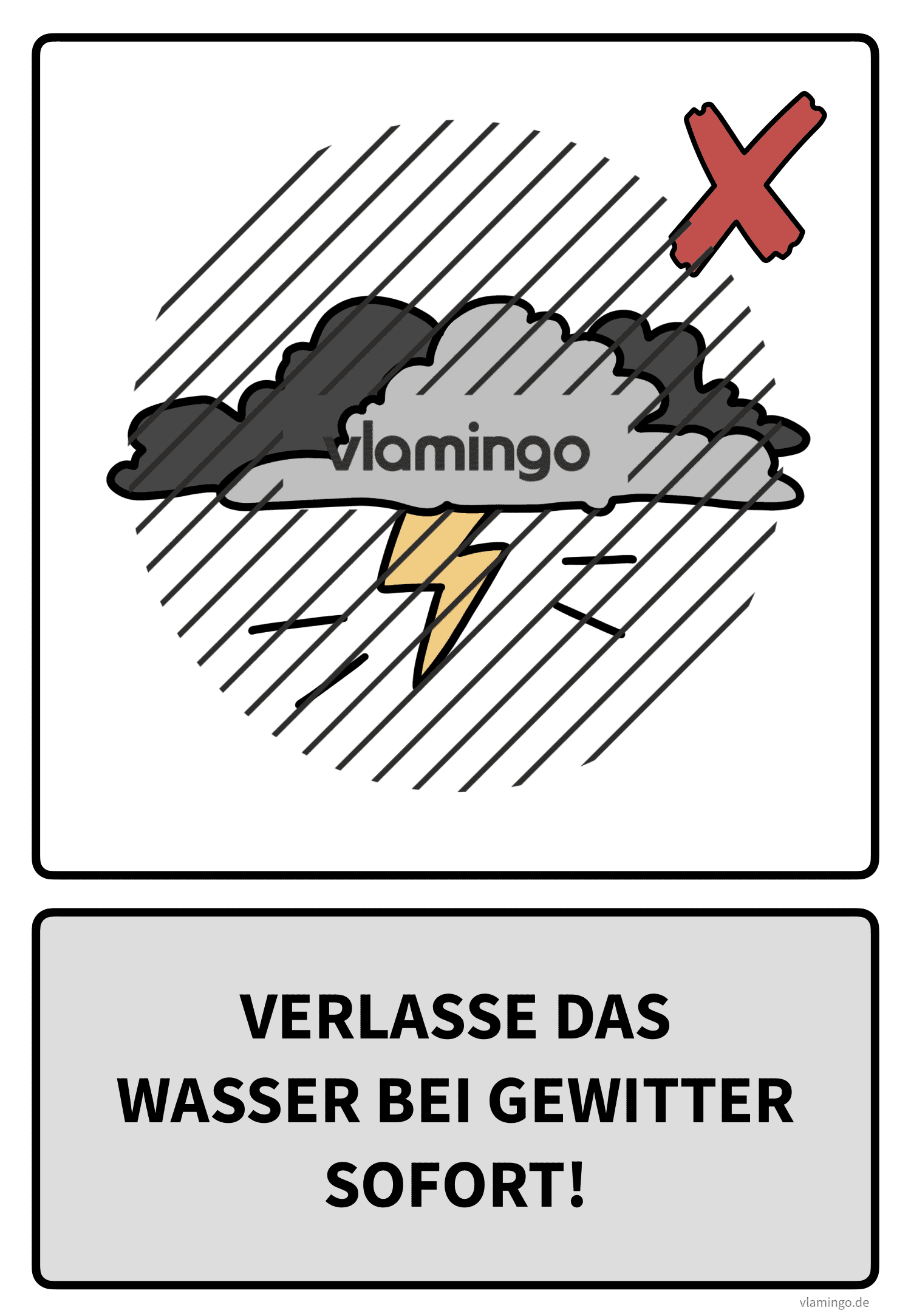 Baderegel - Verlasse das Wasser bei Gewitter sofort