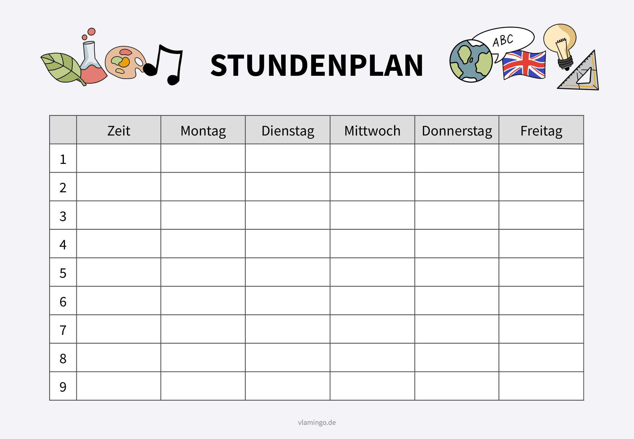 Stundenplan - Vorlage 01 Stundenplan - Vorlage 01