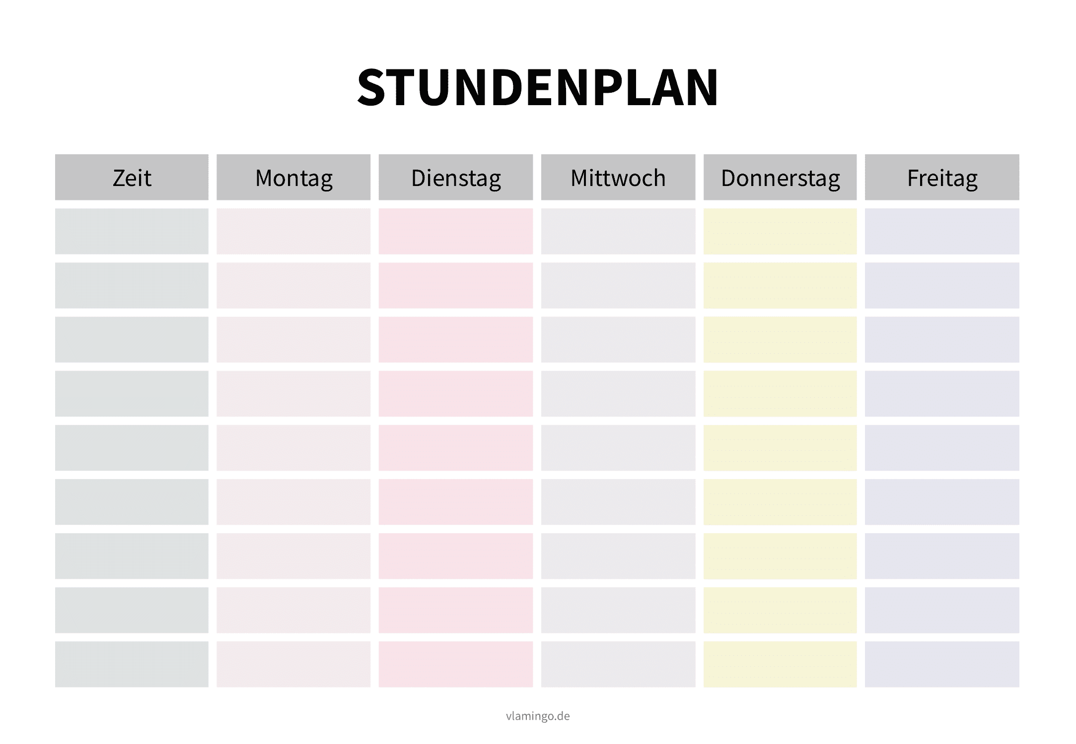 Stundenplan - Vorlage 02 Stundenplan - Vorlage 02