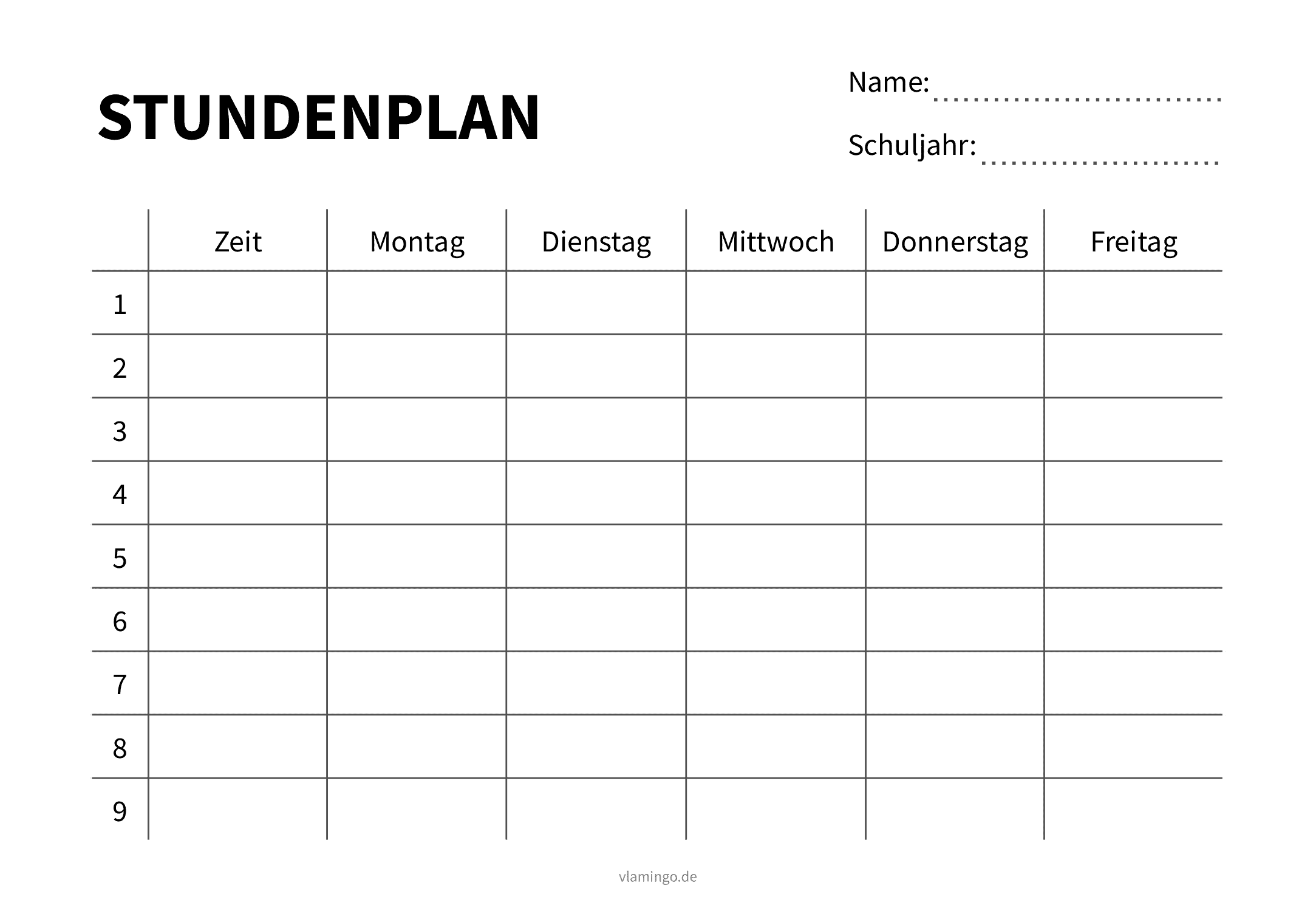 Stundenplan - Vorlage 05 Stundenplan - Vorlage 05