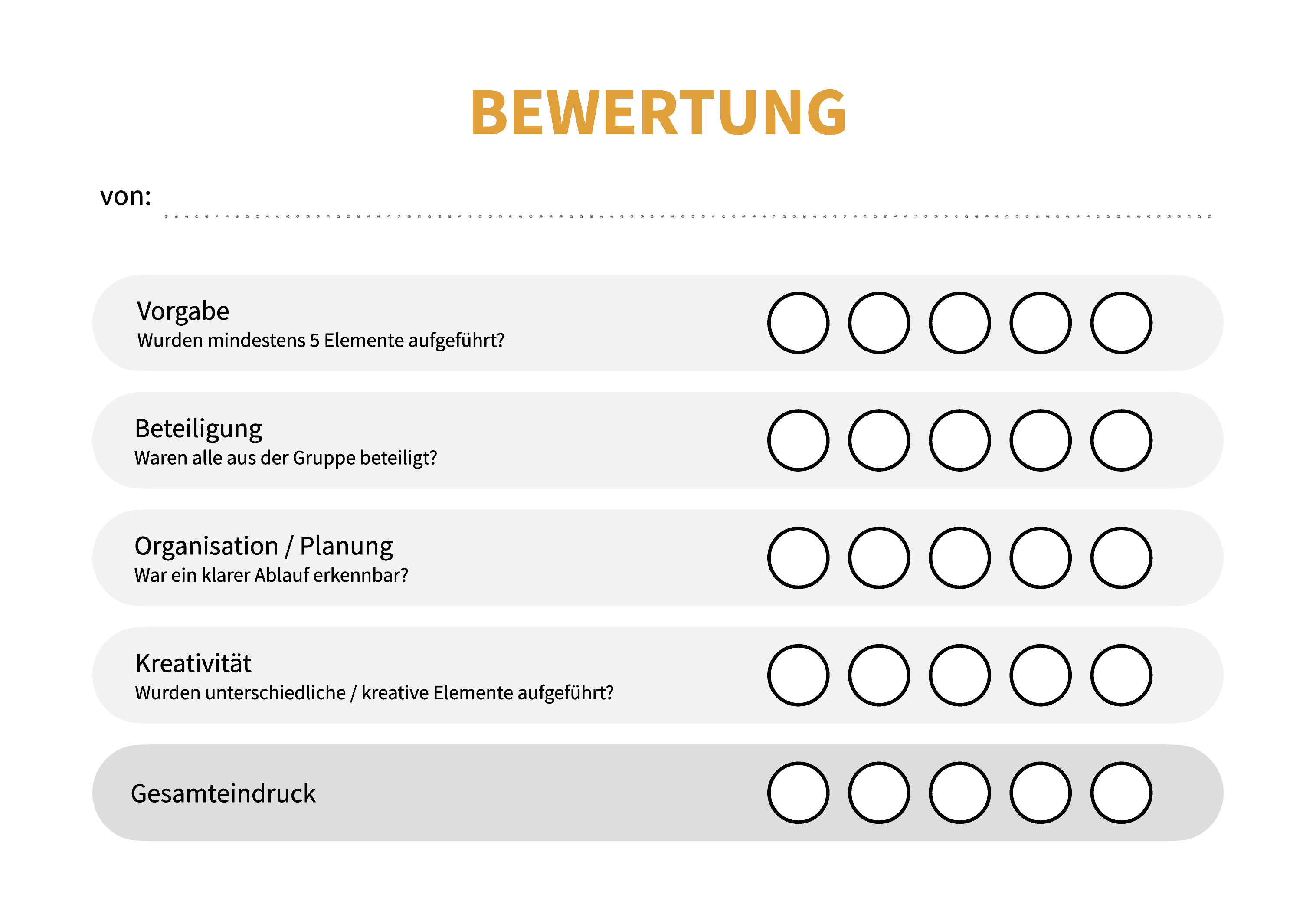 Bewertungskriterien - Reifenchoreografie