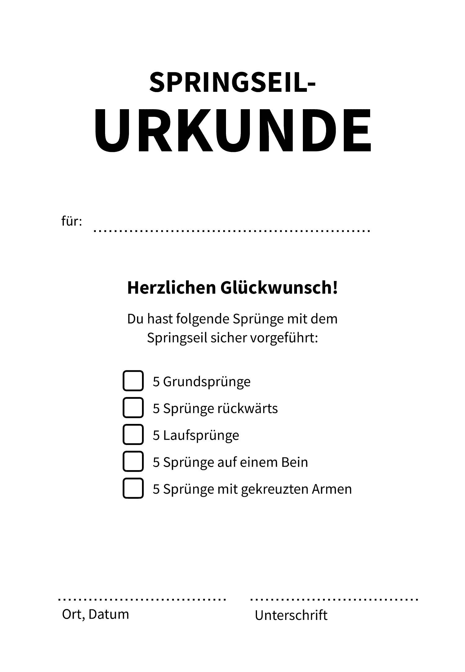 Seilspringen - Urkunde 3 Seilspringen - Urkunde 3
