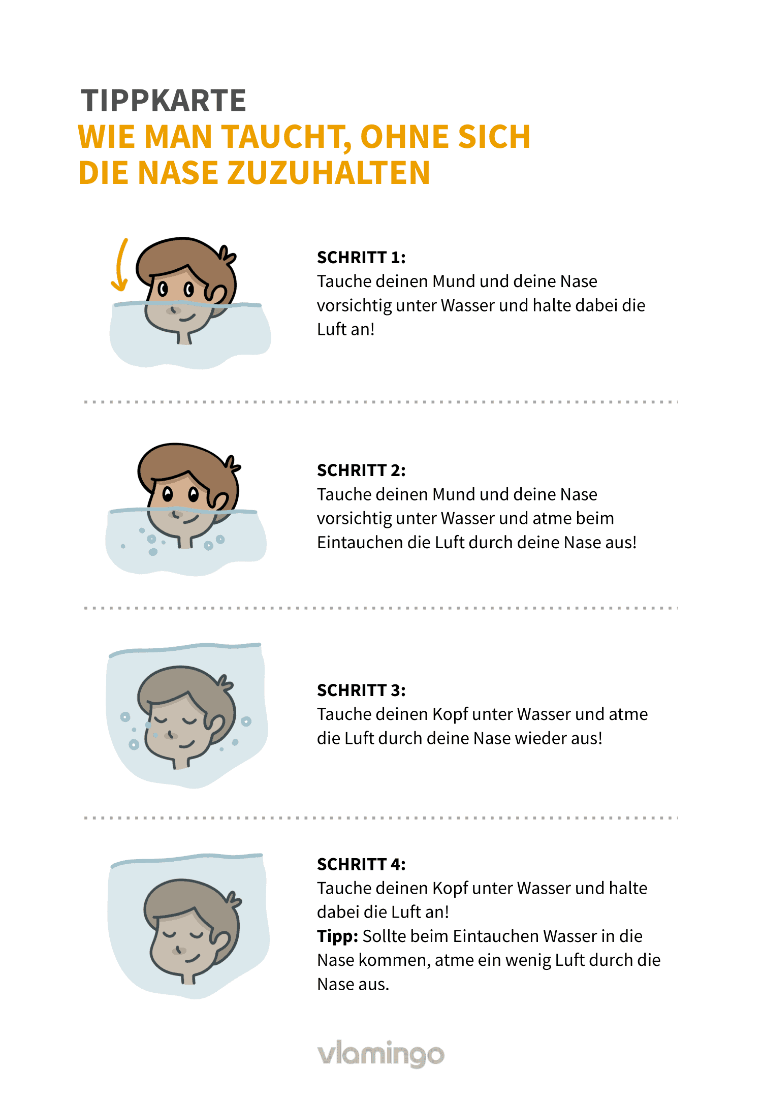 Unter Wasser, ohne Nase zuzuhalten Unter Wasser, ohne Nase zuzuhalten