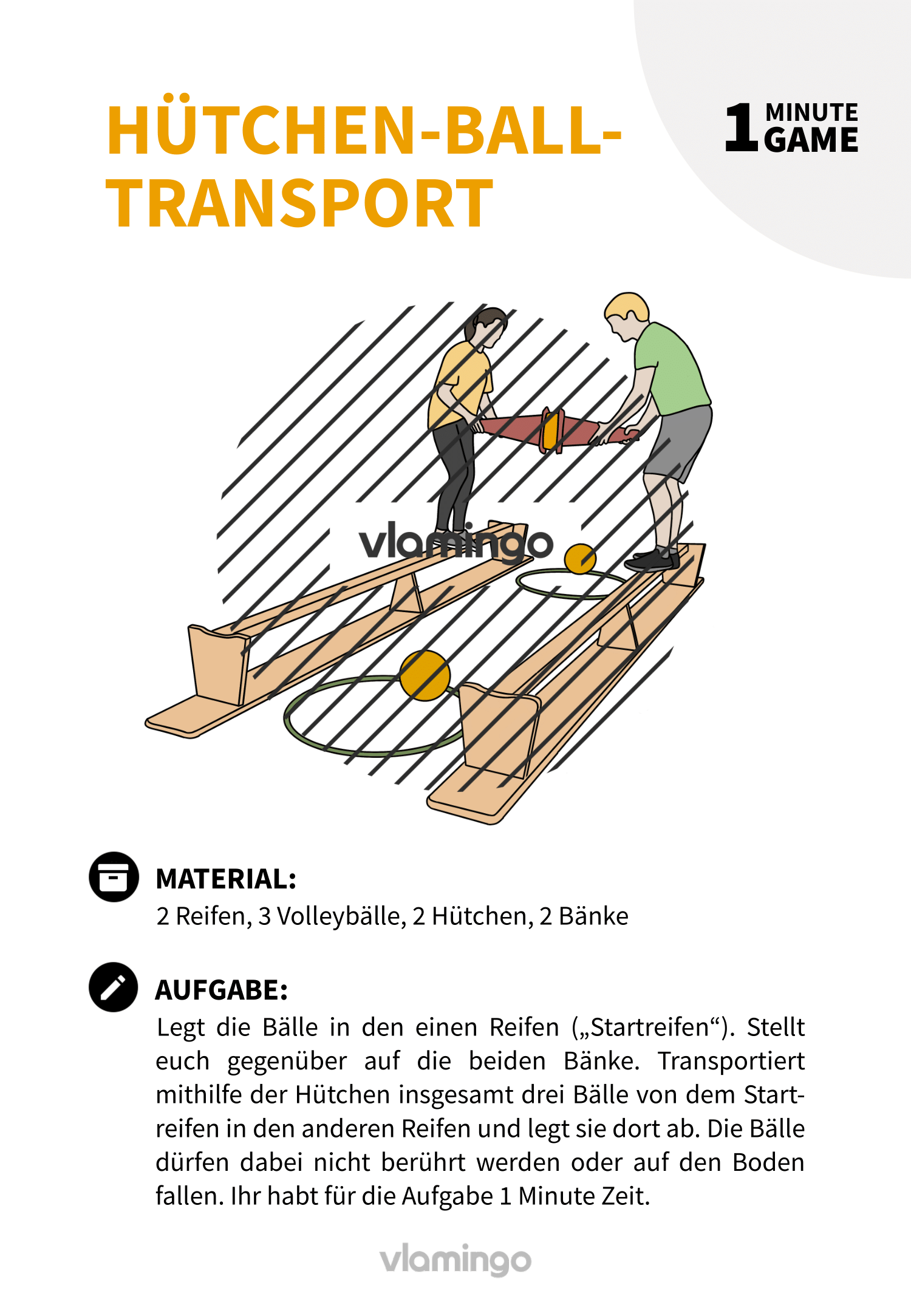 1 Minute Game - Spiel - Hütchen-Ball-Transport