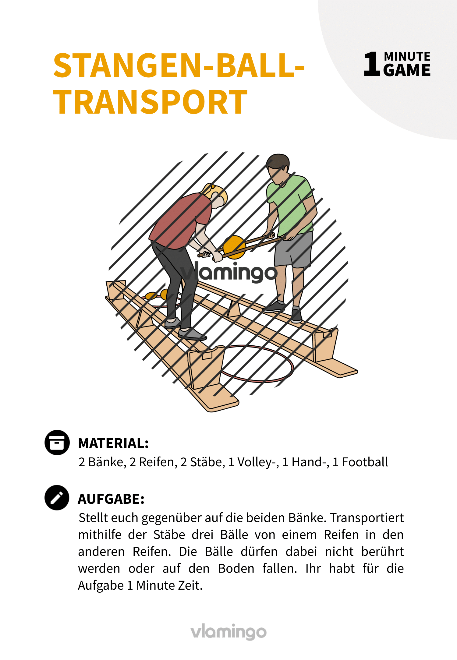 1 Minute Game - Spiel - Stangen-Ball-Transport 1 Minute Game - Spiel - Stangen-Ball-Transport
