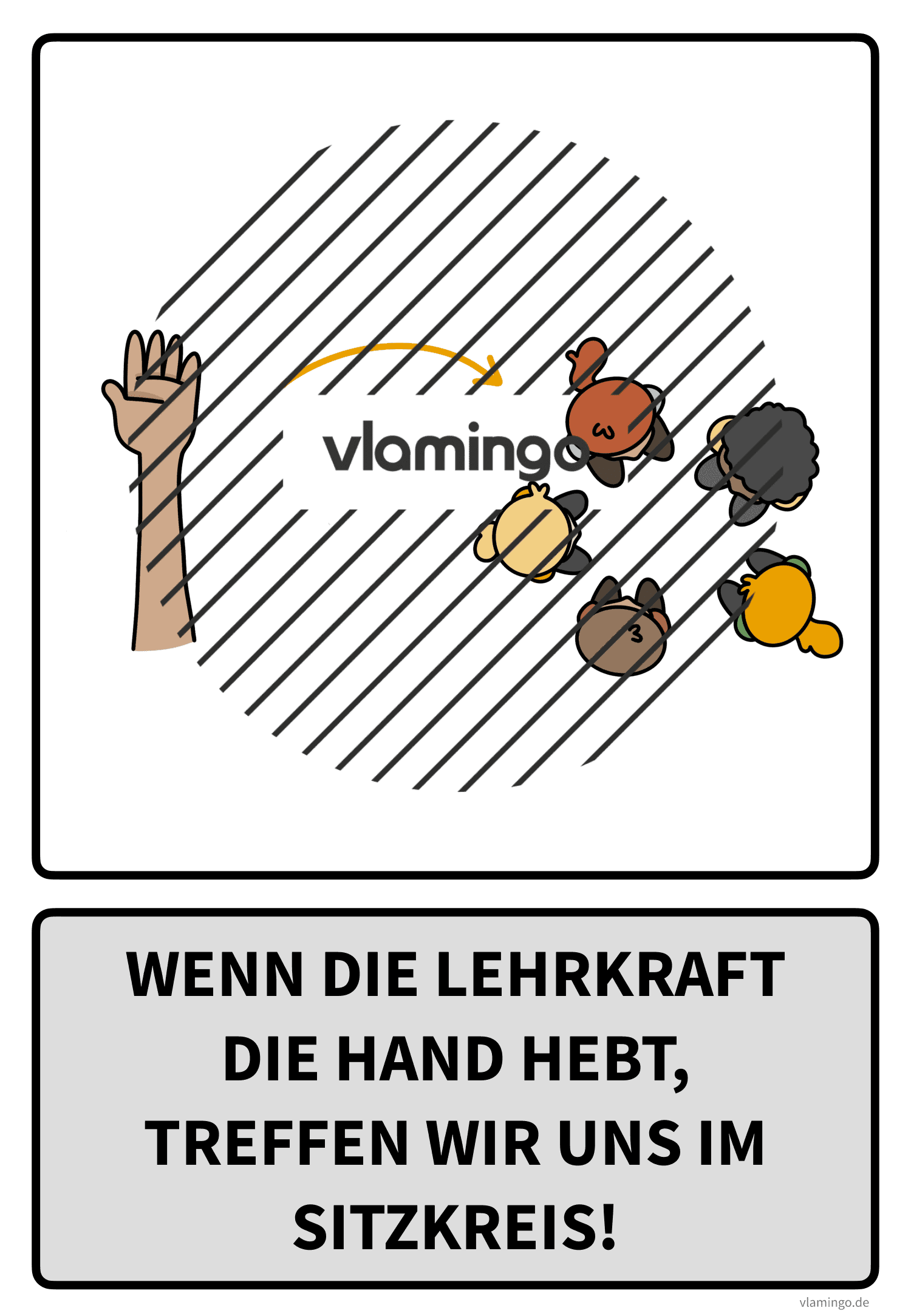 Sportregel - Wenn die Lehrkraft die Hand hebt, treffen wir uns im Sitzkreis