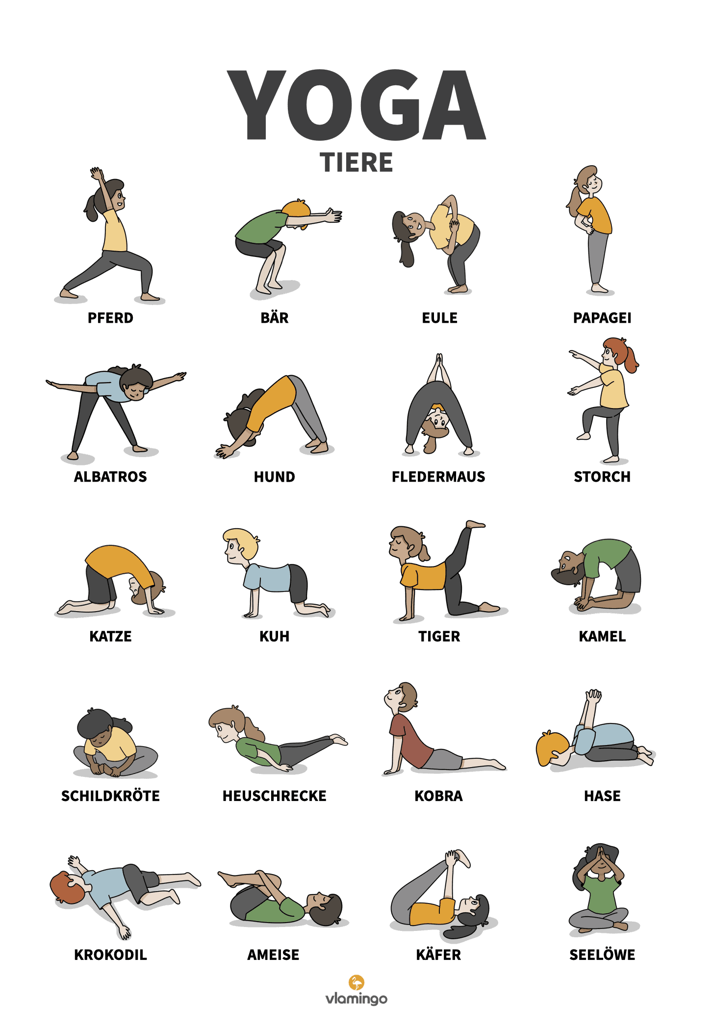 Yoga-Plakat - Tiere Yoga-Plakat - Tiere