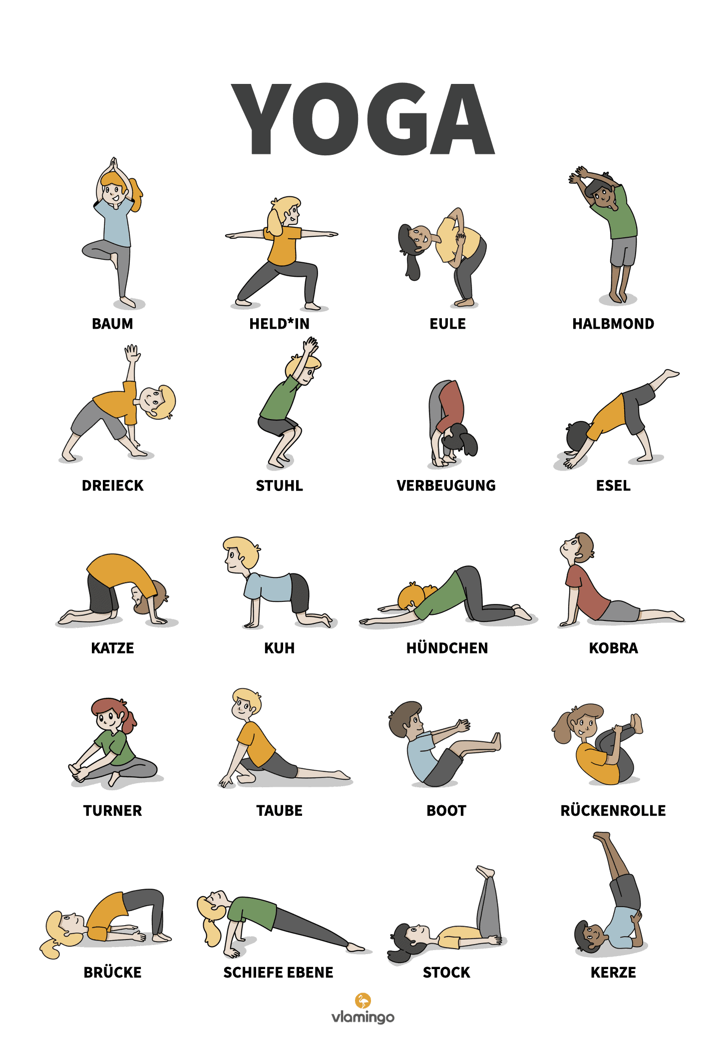 Yoga-Poster für Kids zum Ausdrucken