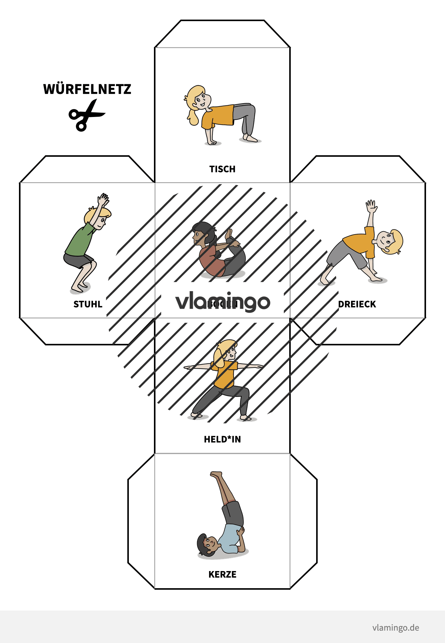 Yoga-Würfel - Bastelvorlage 3 - Tiere