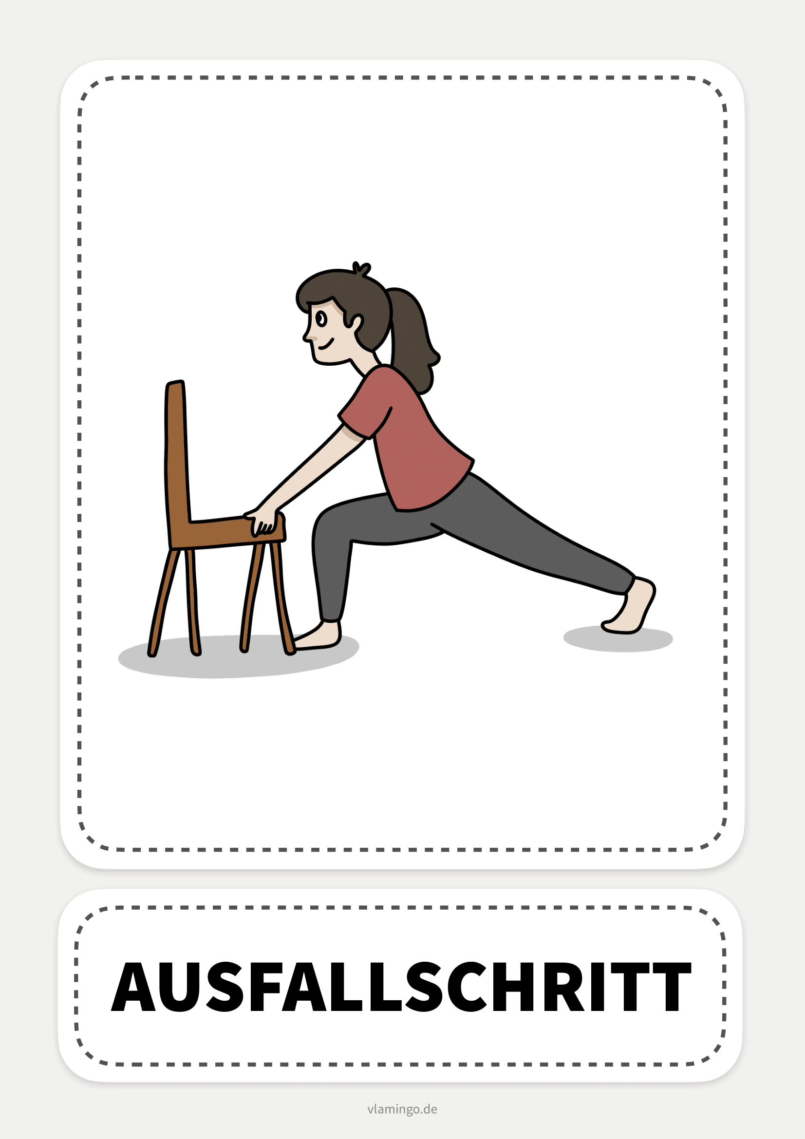 Stuhl-Yoga-Karte - Ausfallschritt Stuhl-Yoga-Karte - Ausfallschritt
