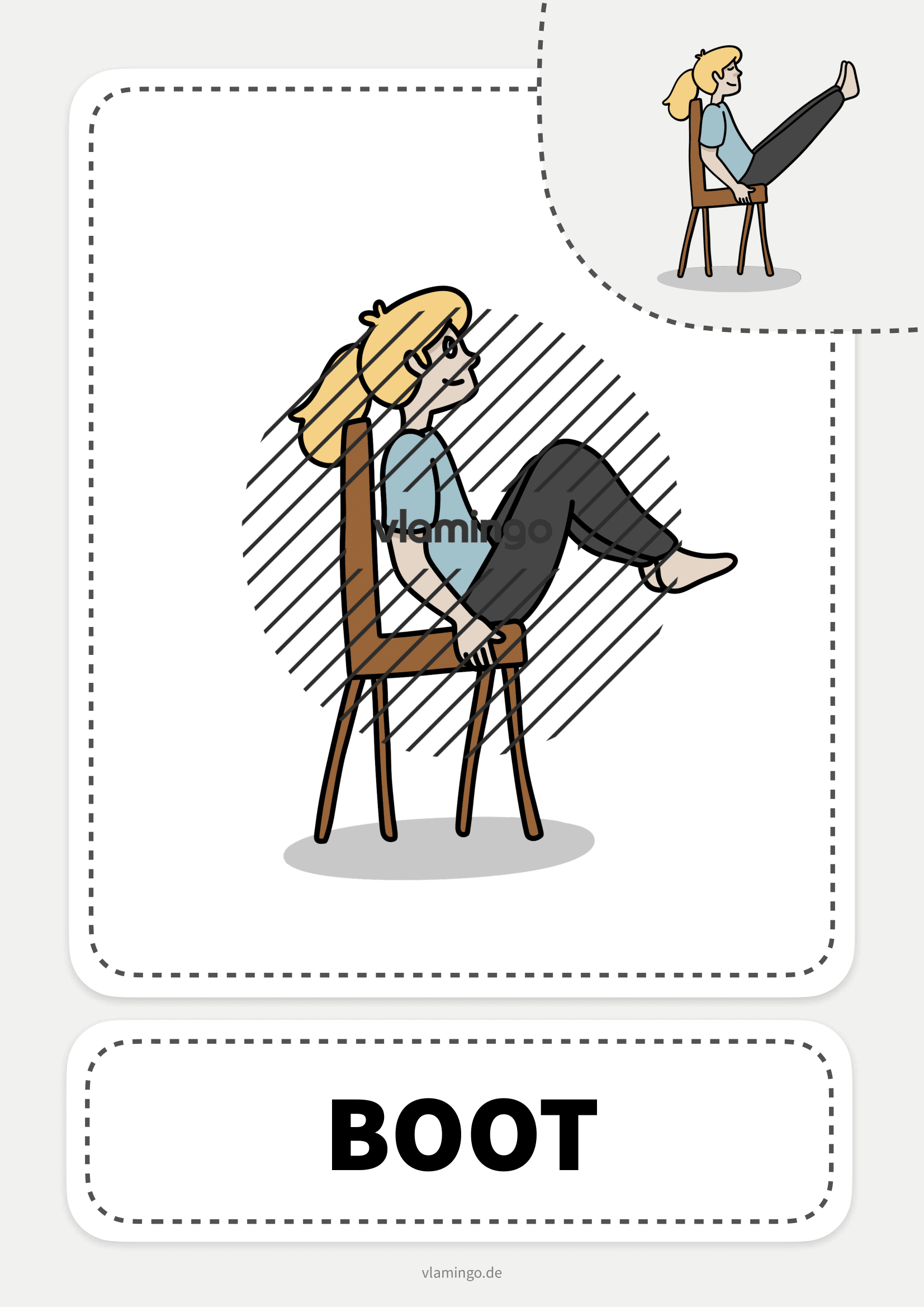 Stuhl-Yoga-Karte - Boot Stuhl-Yoga-Karte - Boot