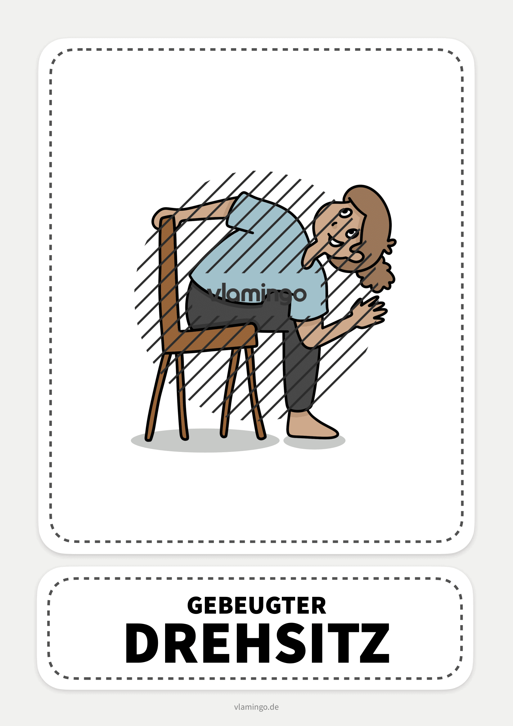 Stuhl-Yoga-Karte - Drehsitz (gebeugt)