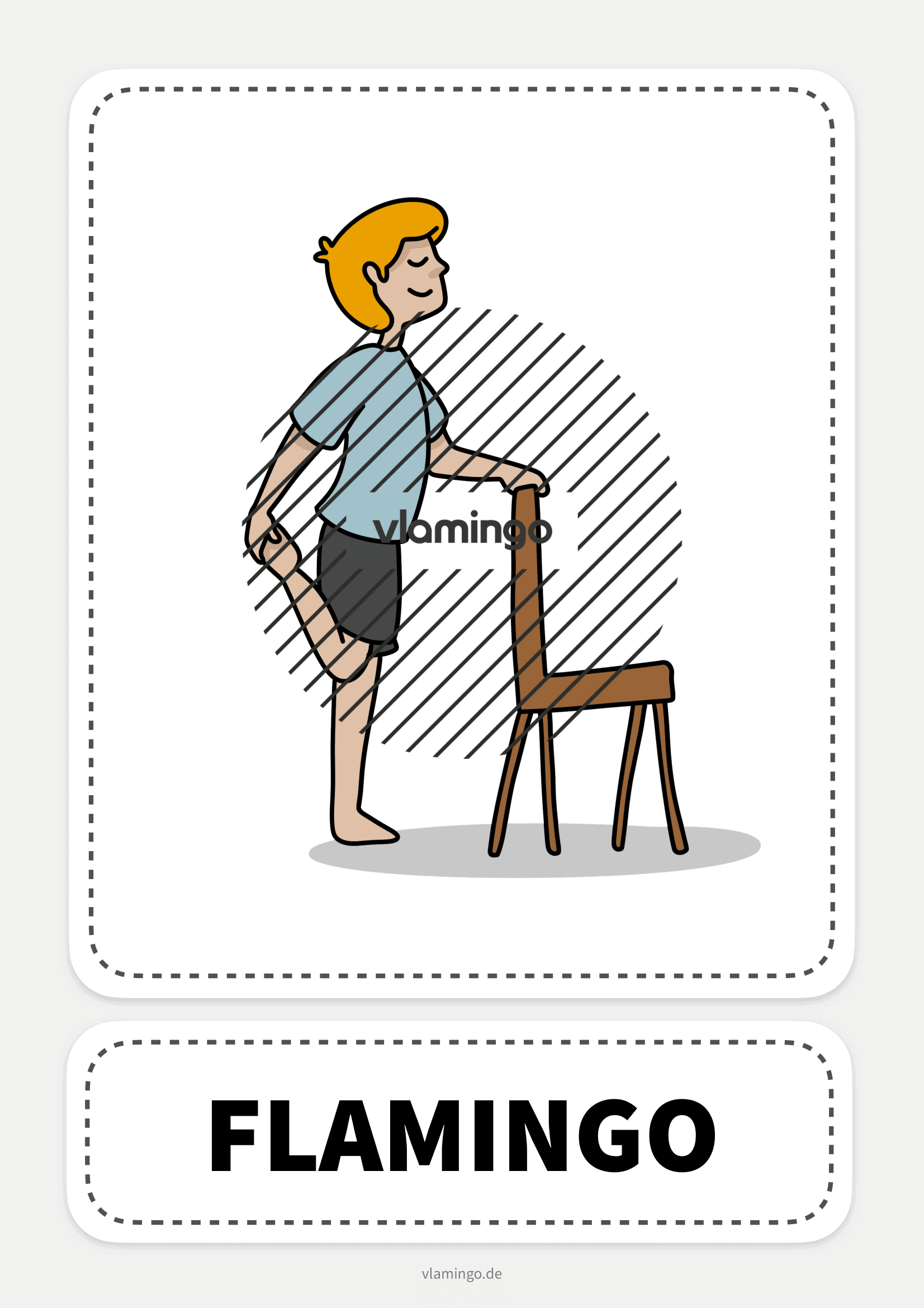 Stuhl-Yoga-Karte - Flamingo