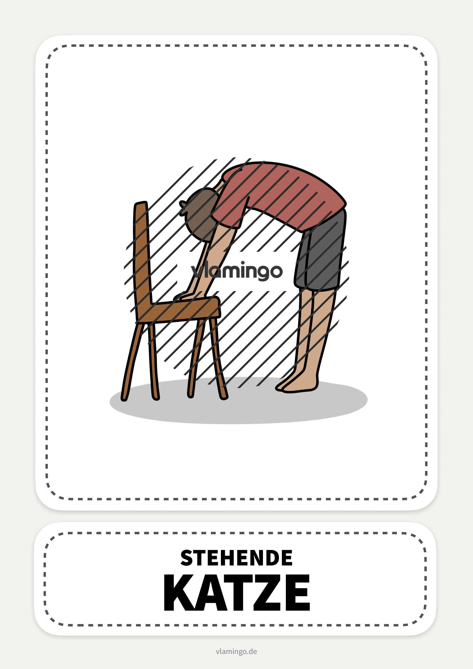 Stuhl-Yoga-Karte - Katze (stehend)