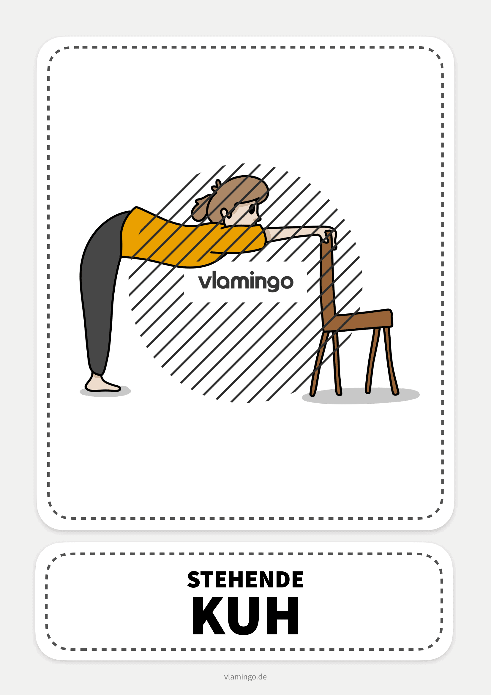 Stuhl-Yoga-Karte - Kuh (stehend)