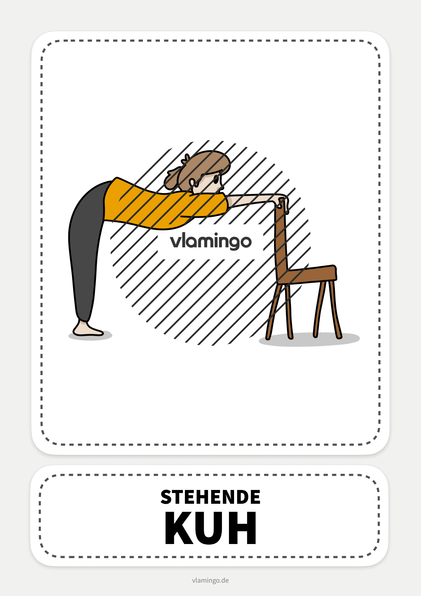 Stuhl-Yoga-Karte - Kuh (stehend) Stuhl-Yoga-Karte - Kuh (stehend)