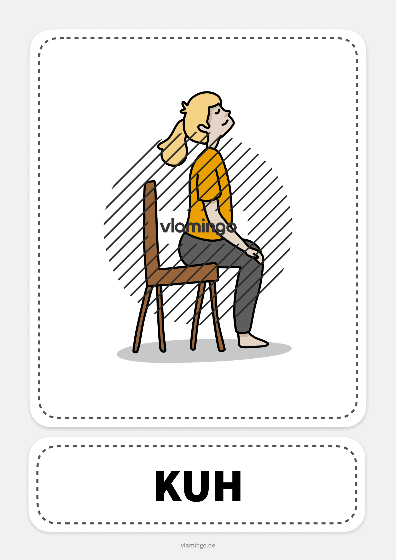 Stuhl-Yoga-Karte - Kuh Stuhl-Yoga-Karte - Kuh