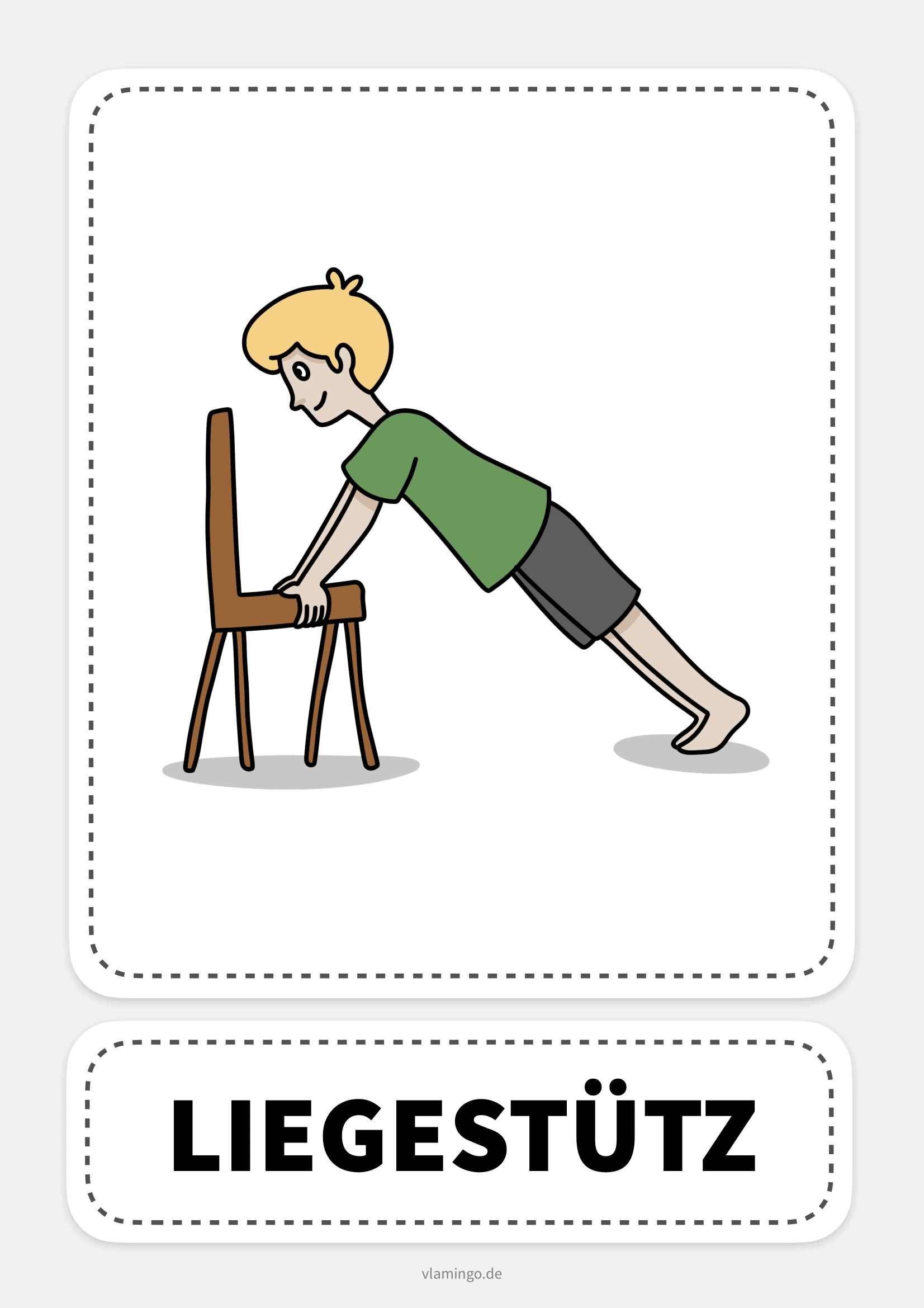 Stuhl-Yoga-Karte - Liegestütz