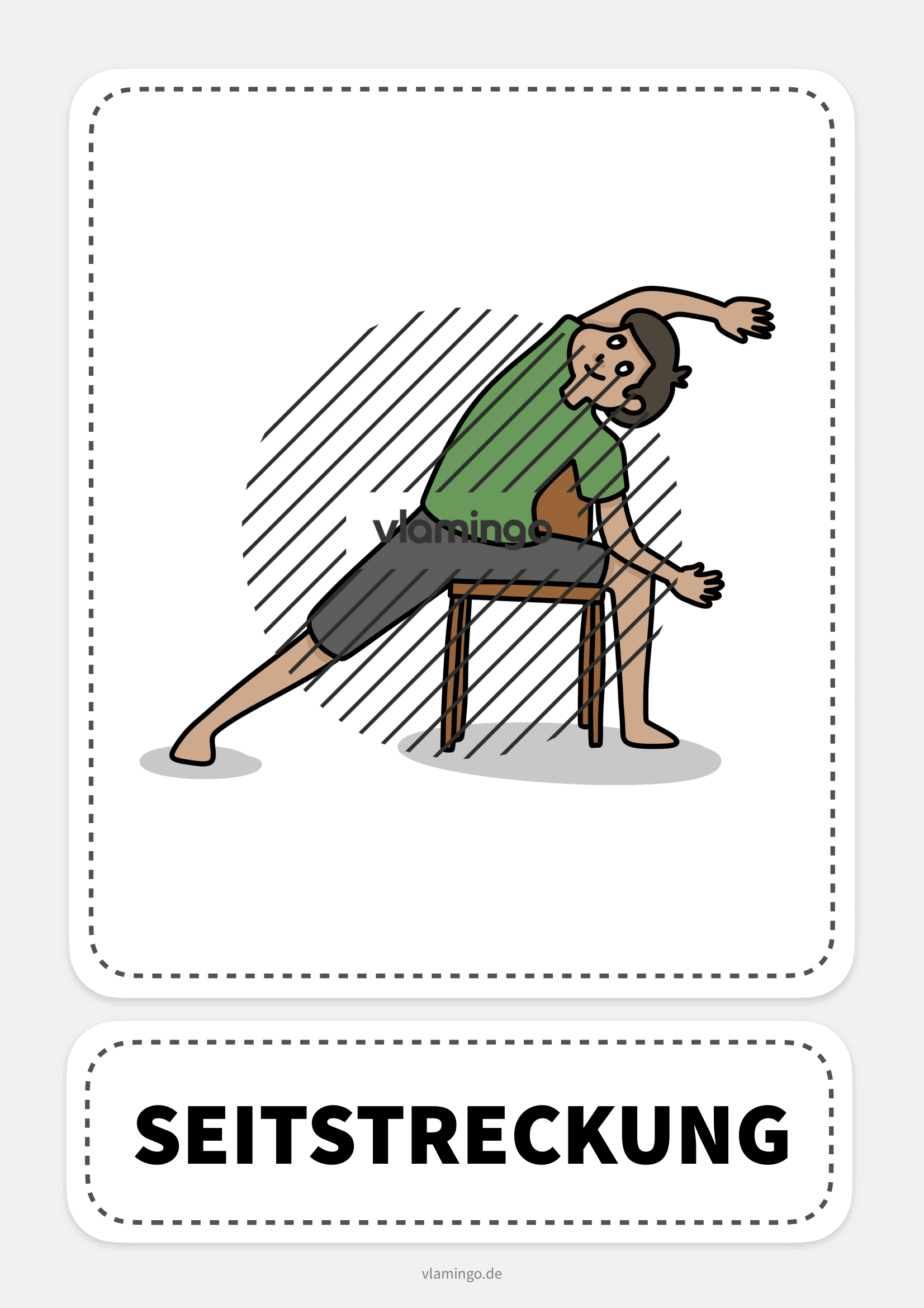 Stuhl-Yoga-Karte - Seitstreckung Stuhl-Yoga-Karte - Seitstreckung