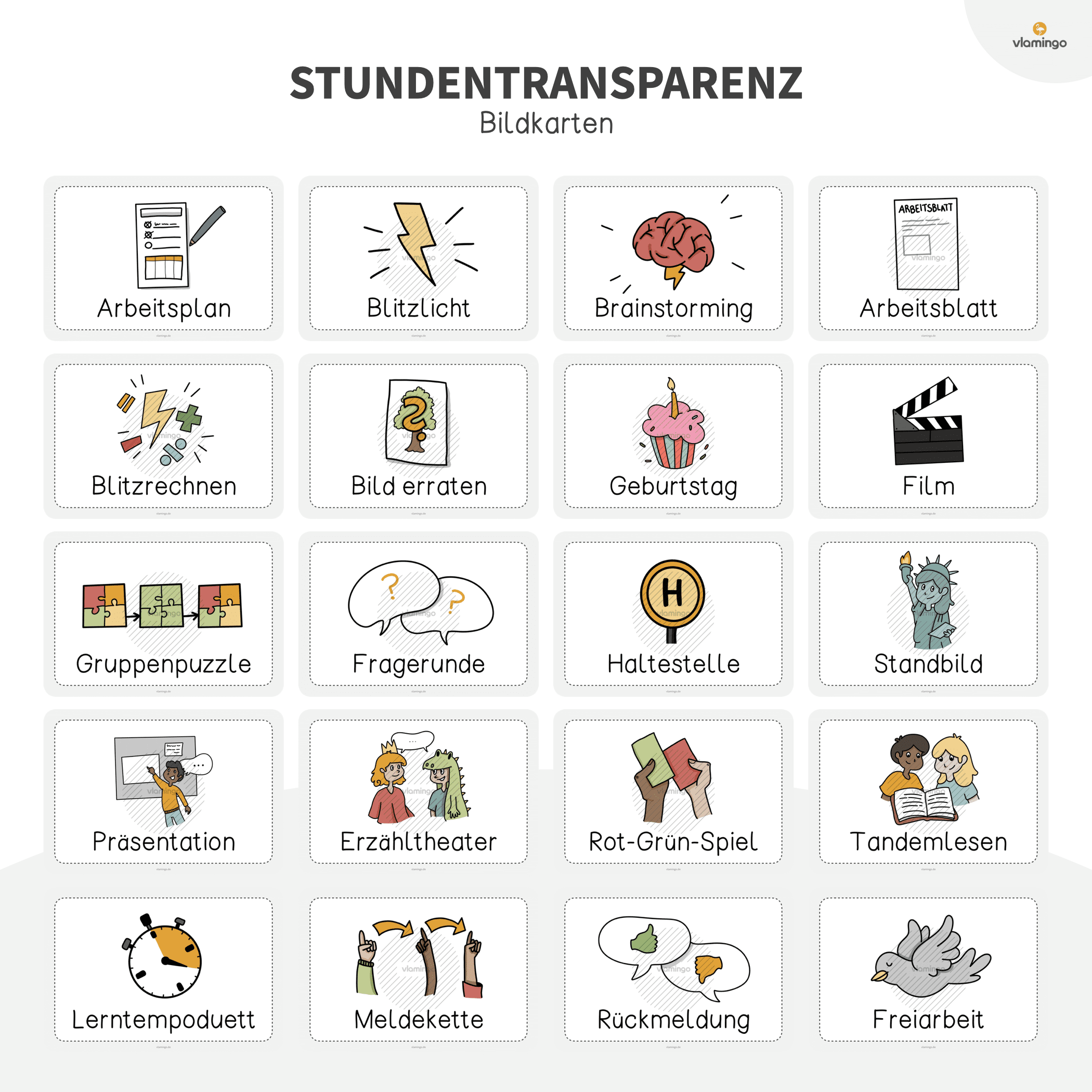 Stundentransparenz - Bildkarten - Methoden & Unterrichtsphasen in der Schule 2 Stundentransparenz - Bildkarten - Methoden & Unterrichtsphasen in der Schule 2