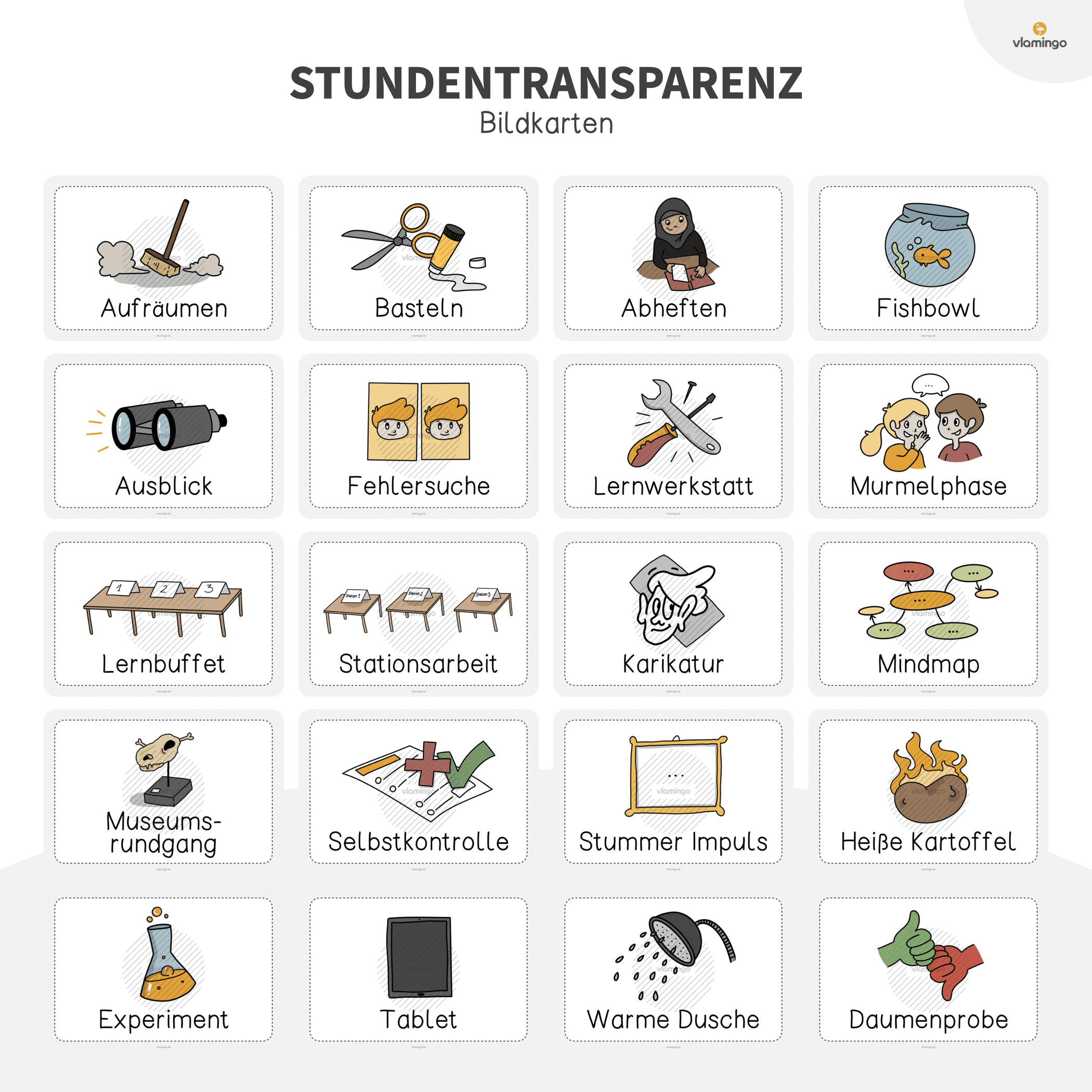 Stundentransparenz - Bildkarten - Methoden & Unterrichtsphasen in der Schule 3 Stundentransparenz - Bildkarten - Methoden & Unterrichtsphasen in der Schule 3