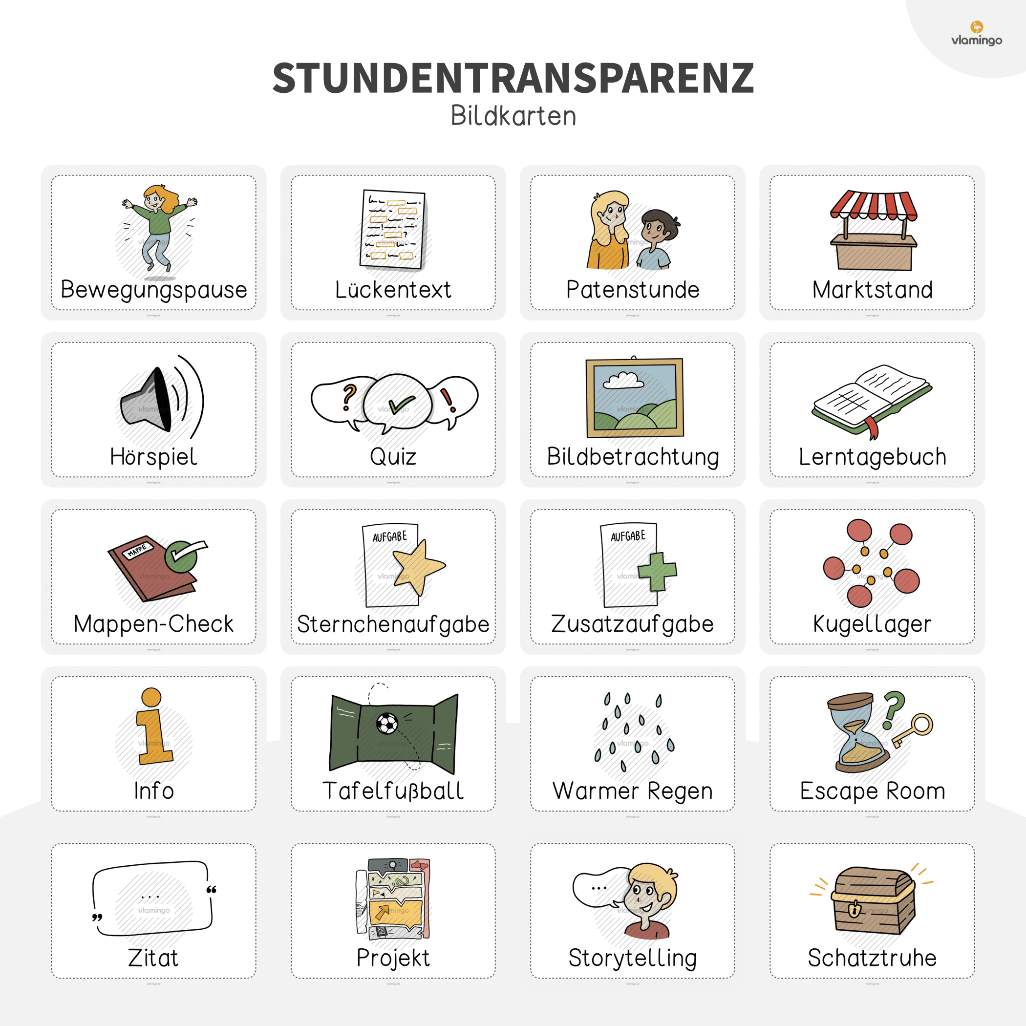 Stundentransparenz - Bildkarten - Methoden & Unterrichtsphasen in der Schule 4 Stundentransparenz - Bildkarten - Methoden & Unterrichtsphasen in der Schule 4