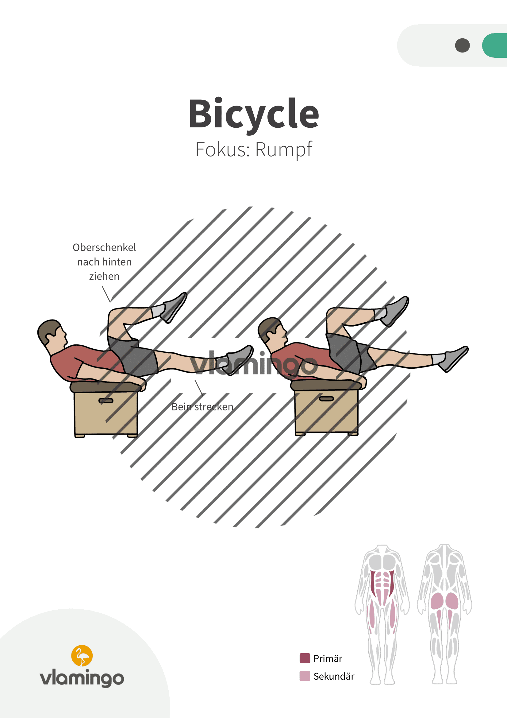 Übung - Bicycle - Fitness mit Kasten, Stuhl & Bank