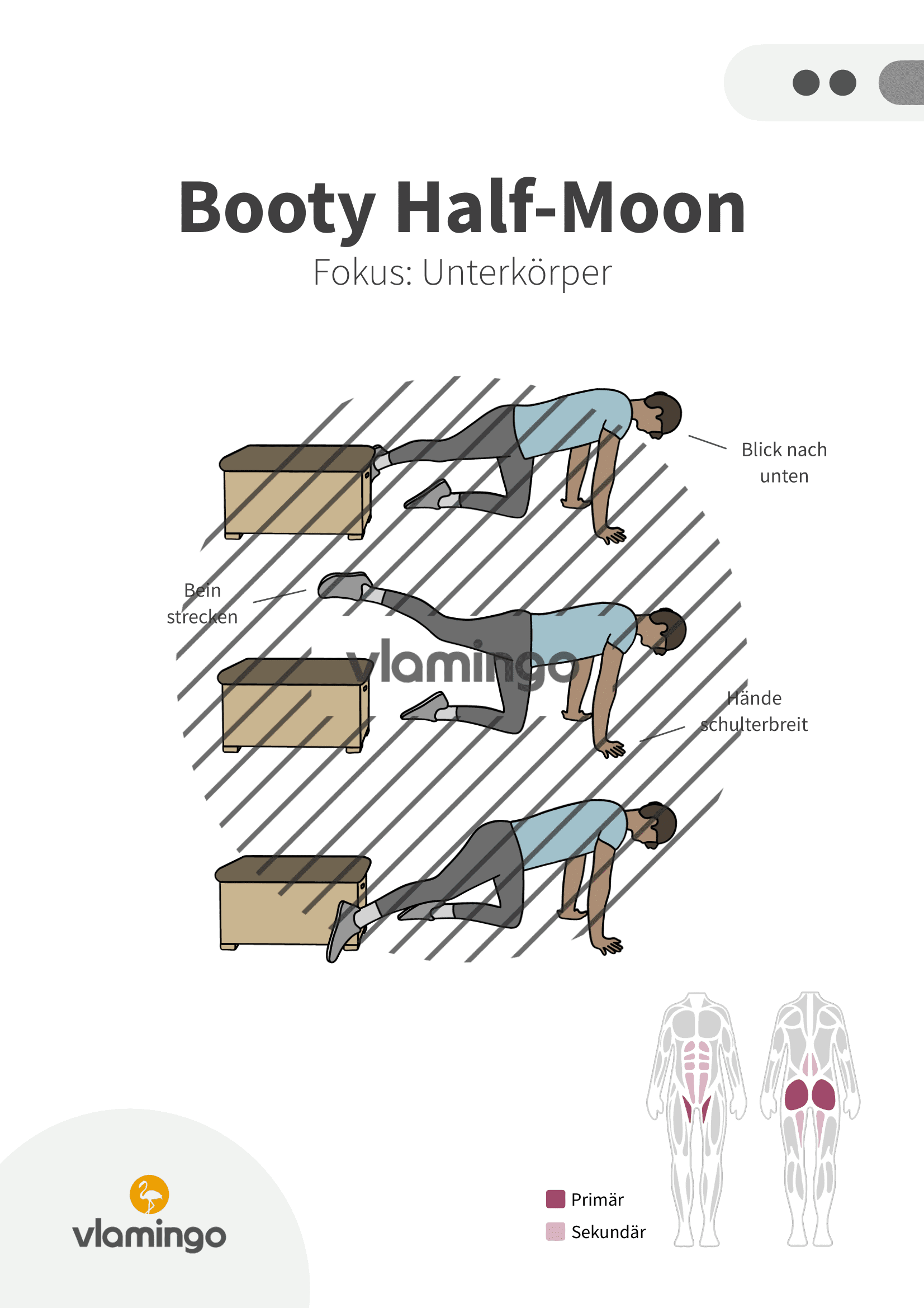 Übung - Booty Half-Moon - Fitness mit Kasten, Stuhl & Bank