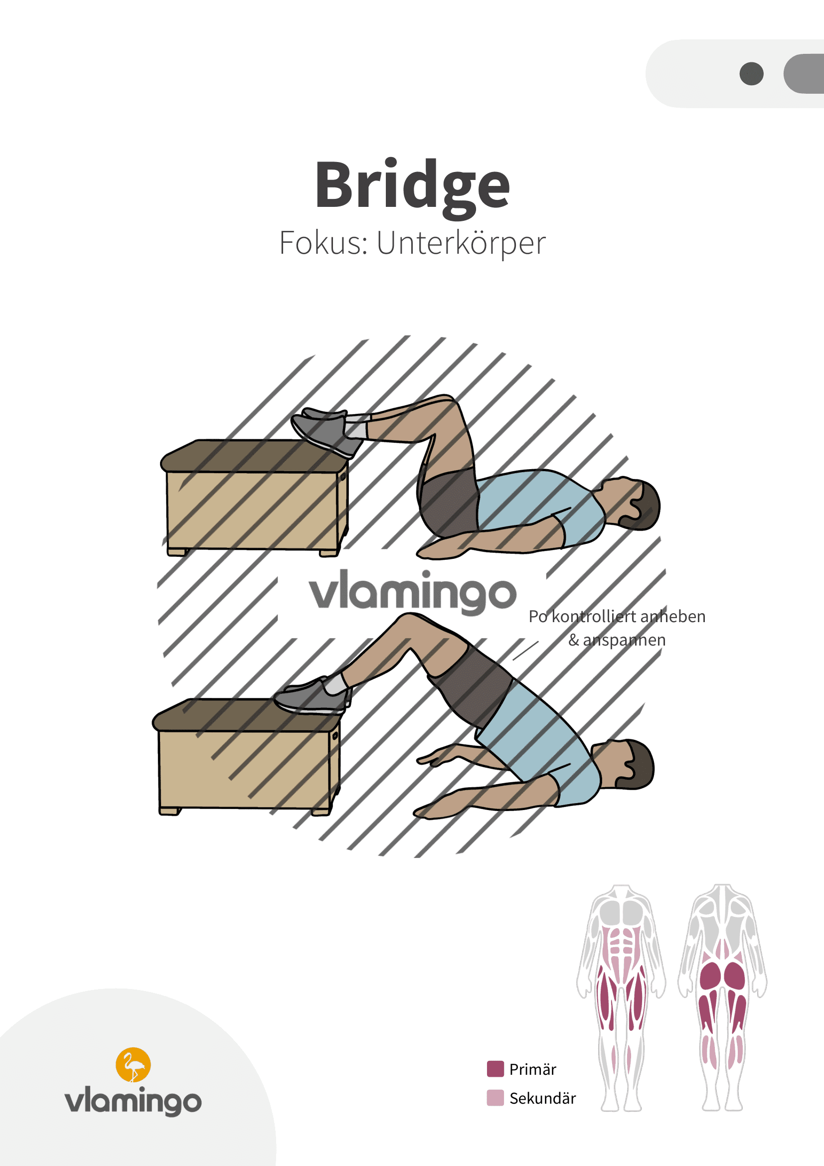 Übung - Bridge - Fitness mit Kasten, Stuhl & Bank Übung - Bridge - Fitness mit Kasten, Stuhl & Bank
