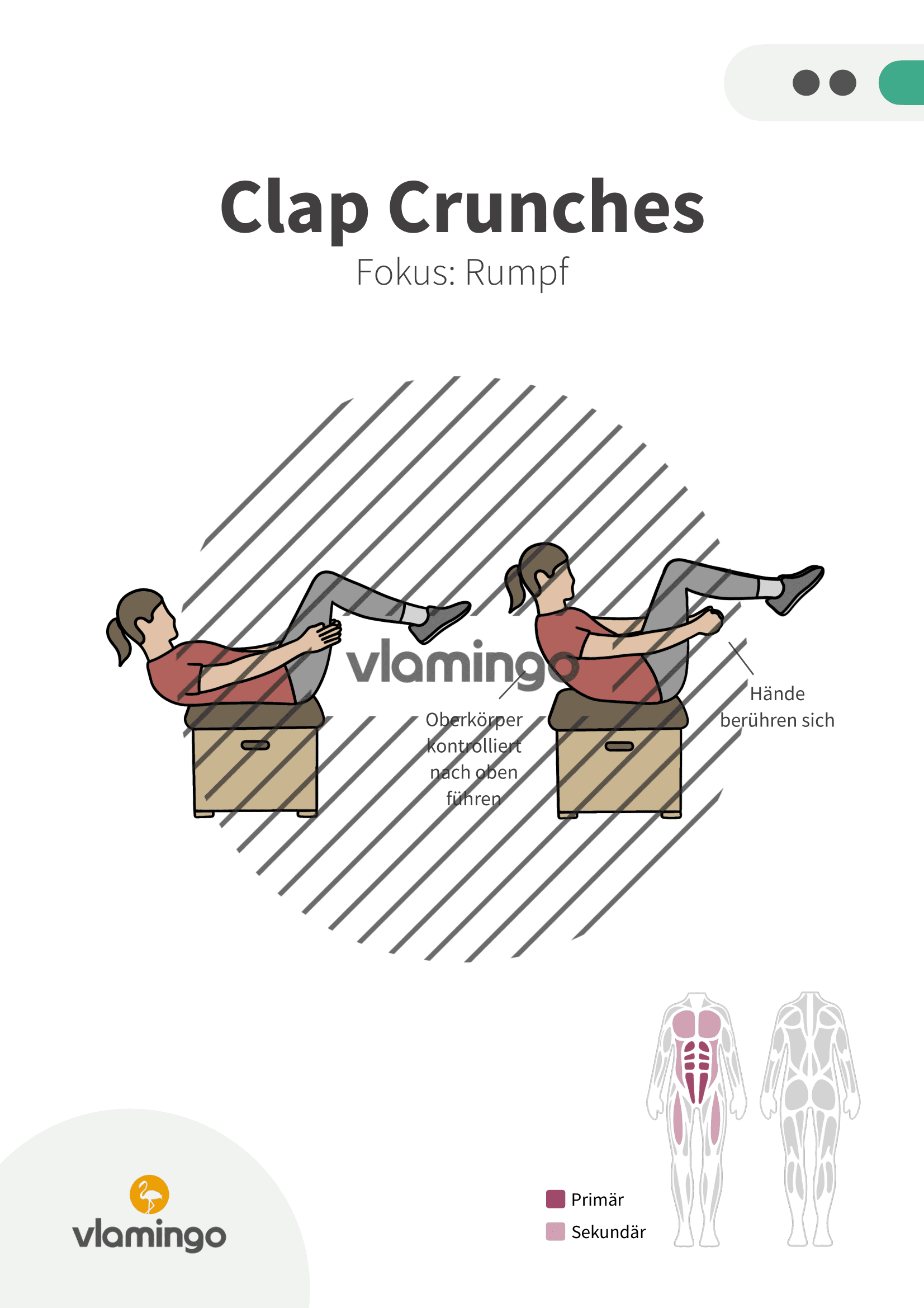 Übung - Clap Crunches - Fitness mit Kasten, Stuhl & Bank