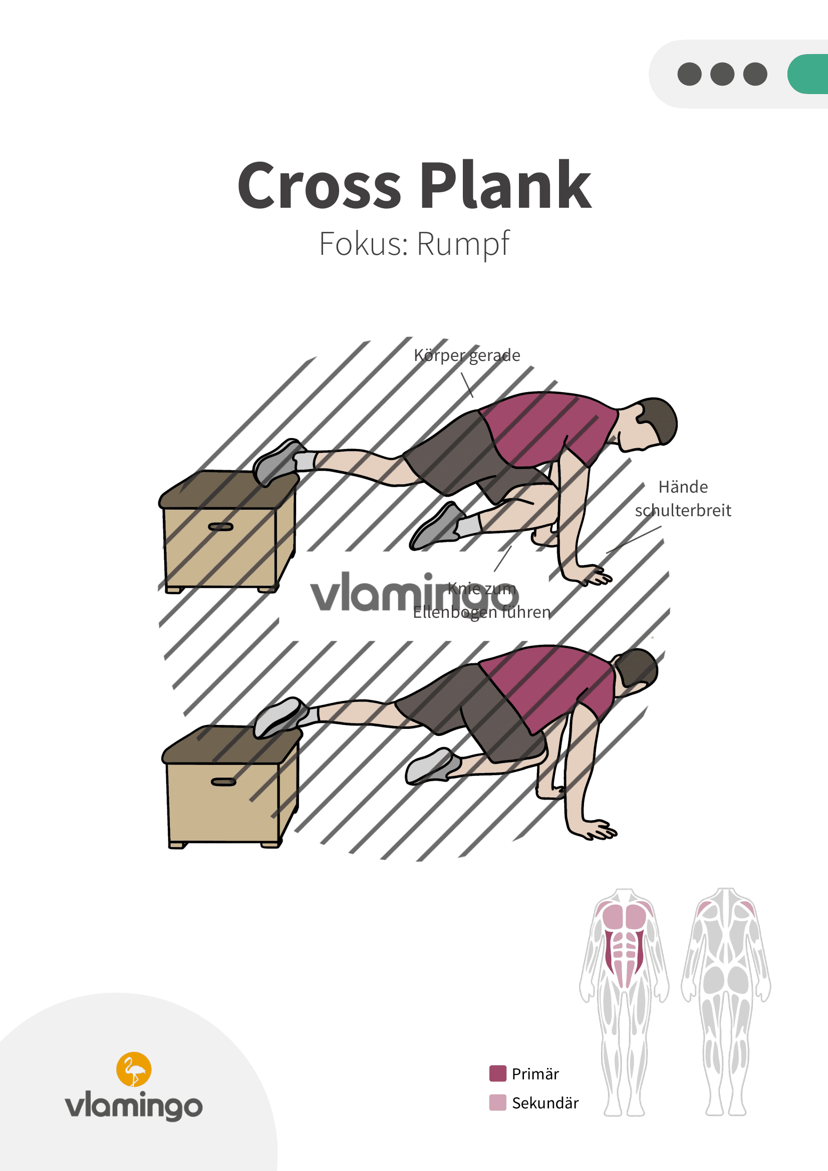 Übung - Cross Plank - Fitness mit Kasten, Stuhl & Bank