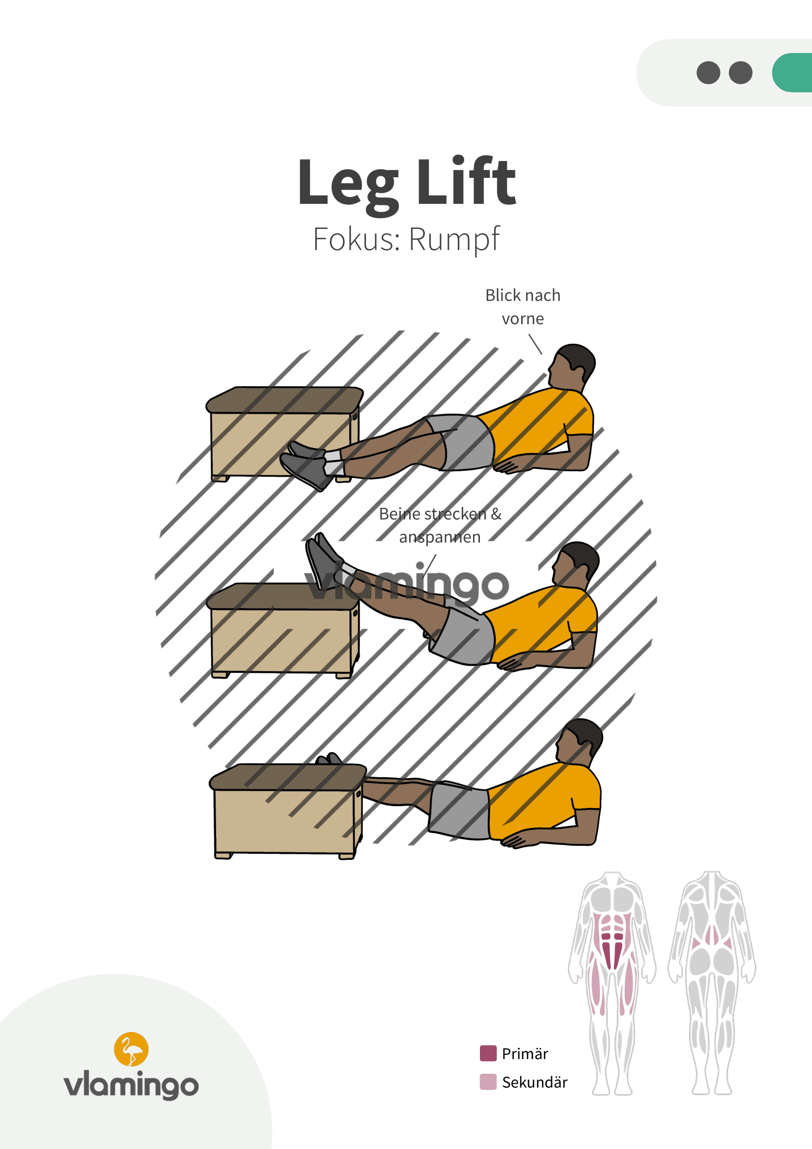 Übung - Leg Lift - Fitness mit Kasten, Stuhl & Bank Übung - Leg Lift - Fitness mit Kasten, Stuhl & Bank