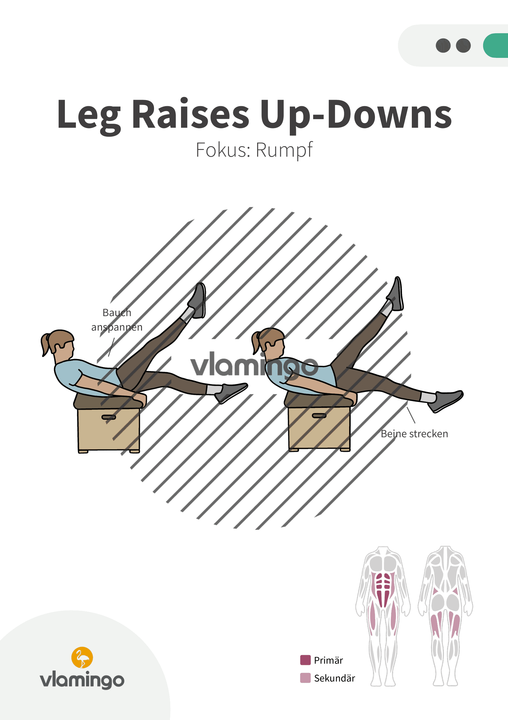 Übung - Leg Raises Up-Downs - Fitness mit Kasten, Stuhl & Bank Übung - Leg Raises Up-Downs - Fitness mit Kasten, Stuhl & Bank
