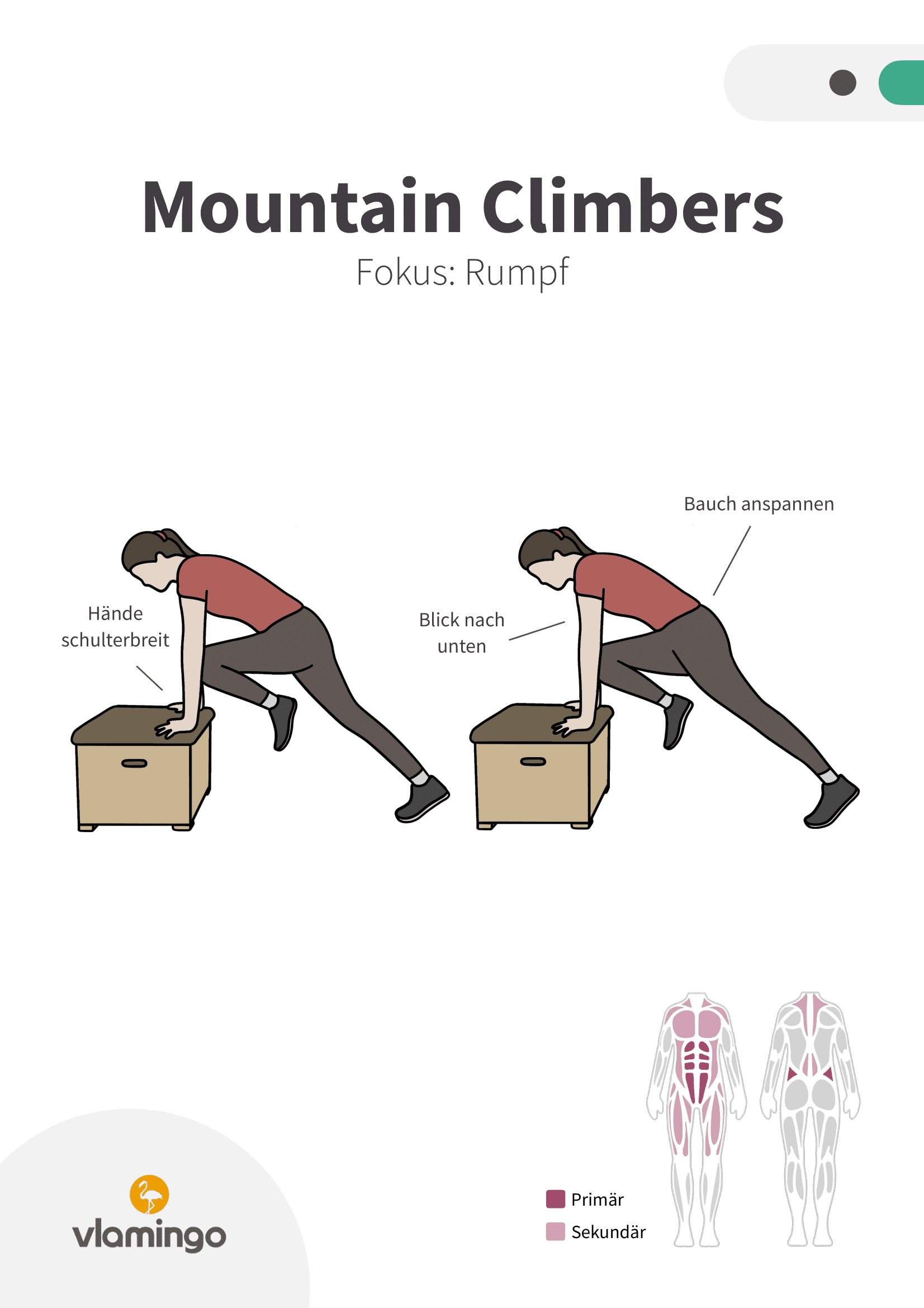 Übung - Mountain Climbers - Fitness mit Kasten, Stuhl & Bank