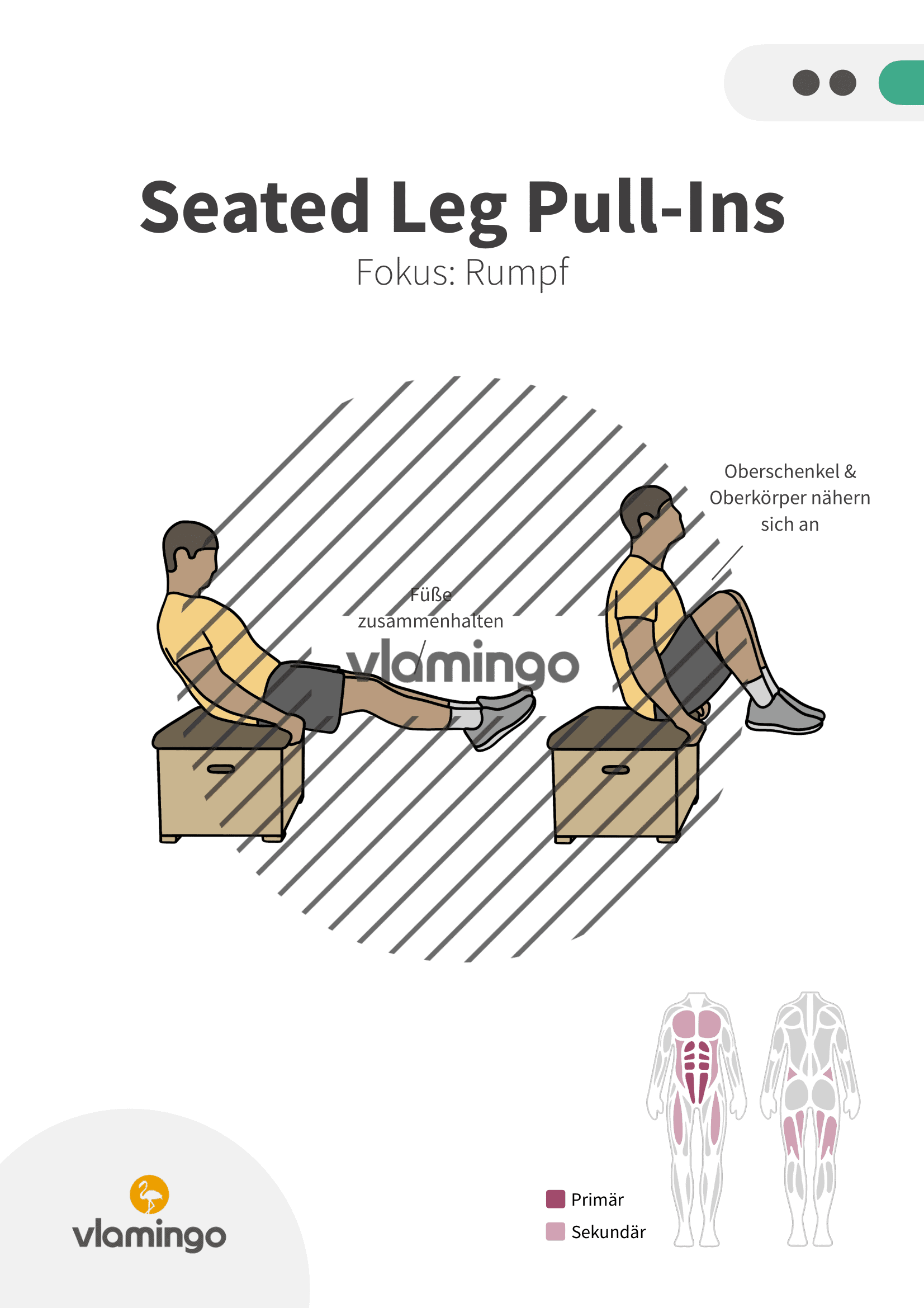 Übung - Seated Leg Pull-Ins - Fitness mit Kasten, Stuhl & Bank