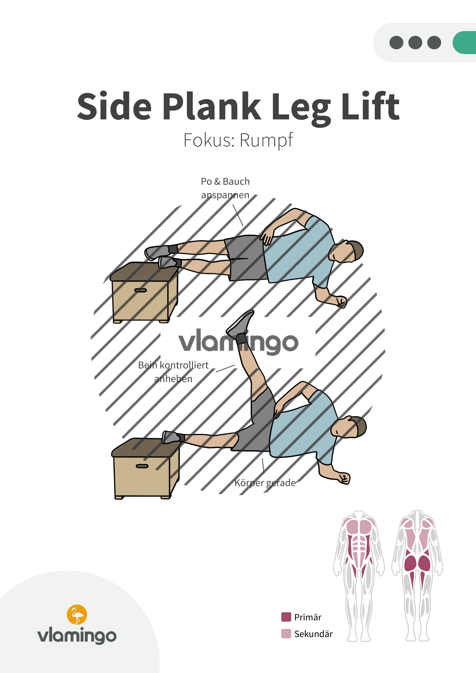 Übung - Side Plank Leg Lift - Fitness mit Kasten, Stuhl & Bank