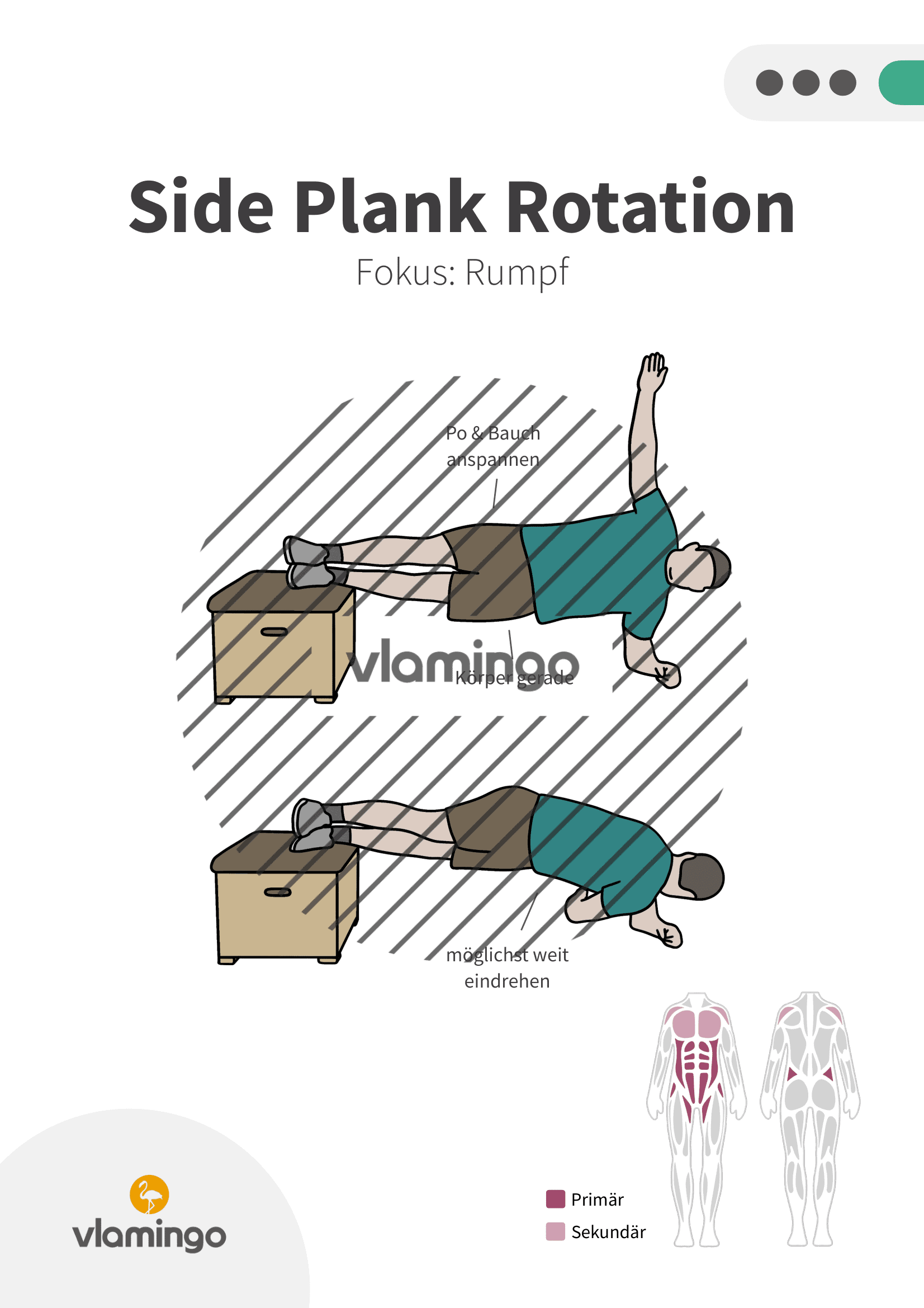 Übung - Side Plank Rotation - Fitness mit Kasten, Stuhl & Bank