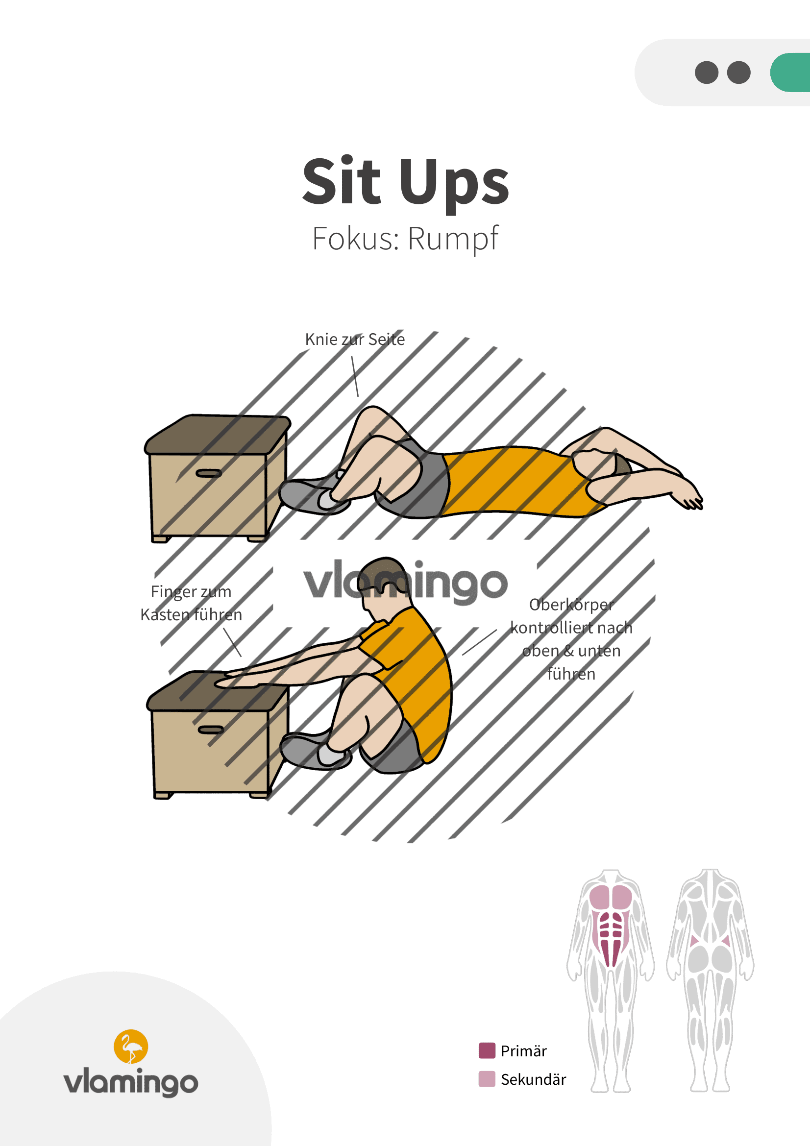 Übung - Sit Ups - Fitness mit Kasten, Stuhl & Bank