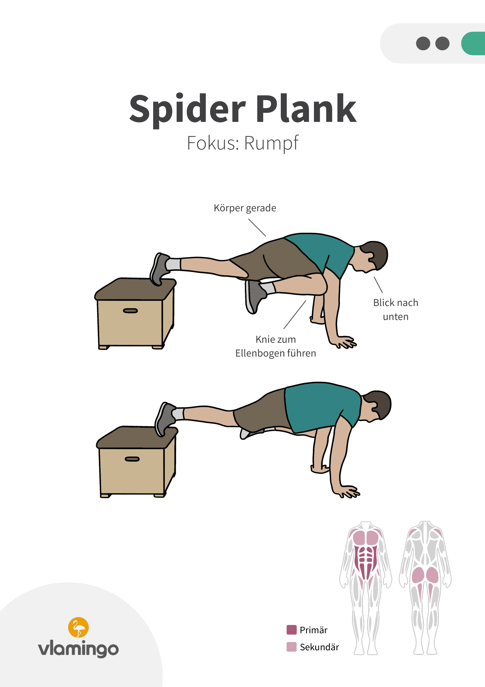 Übung - Spider Plank - Fitness mit Kasten, Stuhl & Bank