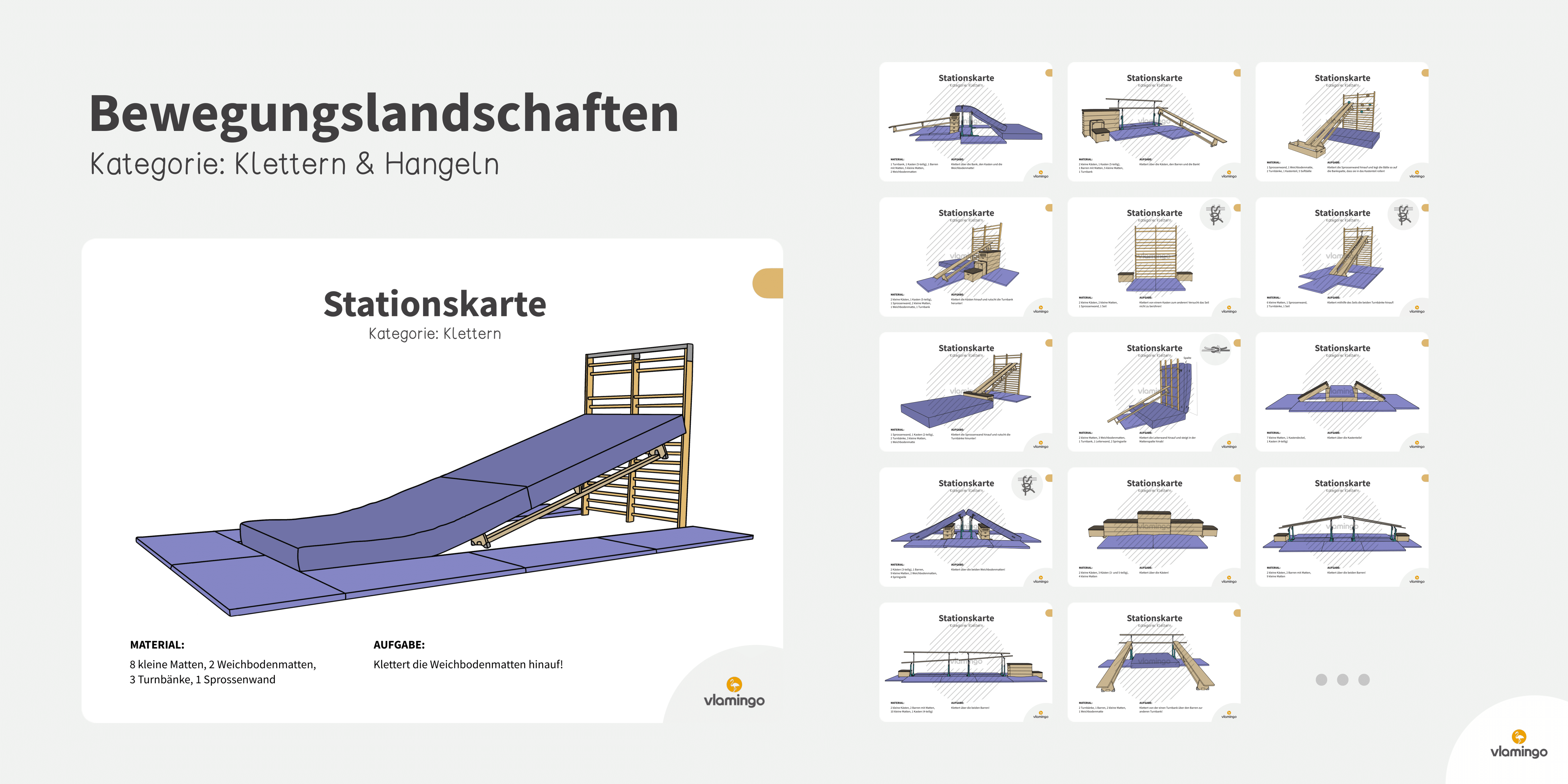 Bewegungslandschaften - Stationskarten mit Schwerpunkt Klettern & Hangeln Bewegungslandschaften - Stationskarten mit Schwerpunkt Klettern & Hangeln