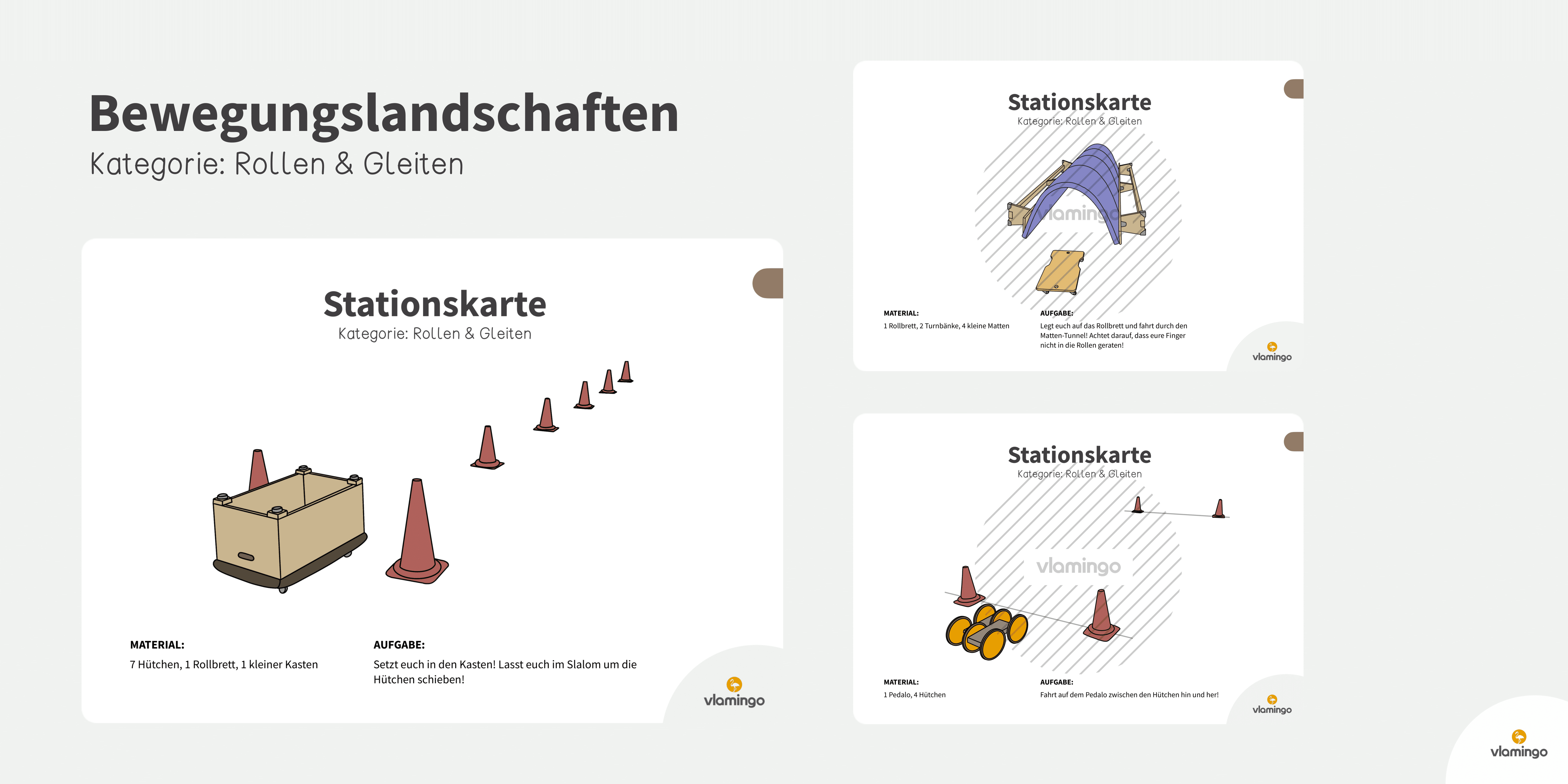 Bewegungslandschaften - Stationskarten mit Schwerpunkt Rollen & Gleiten